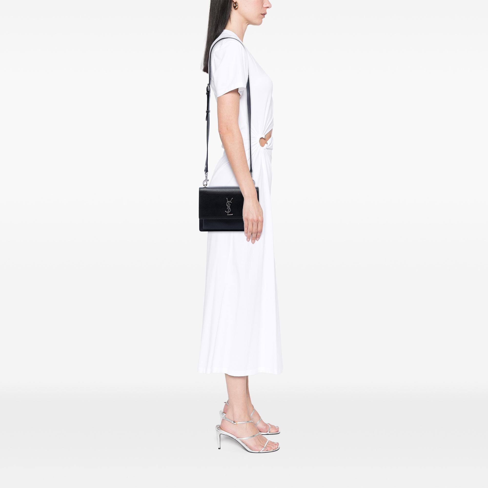 Saint Laurent Medium Grained Calfskin Monogram Sunset Crossbody