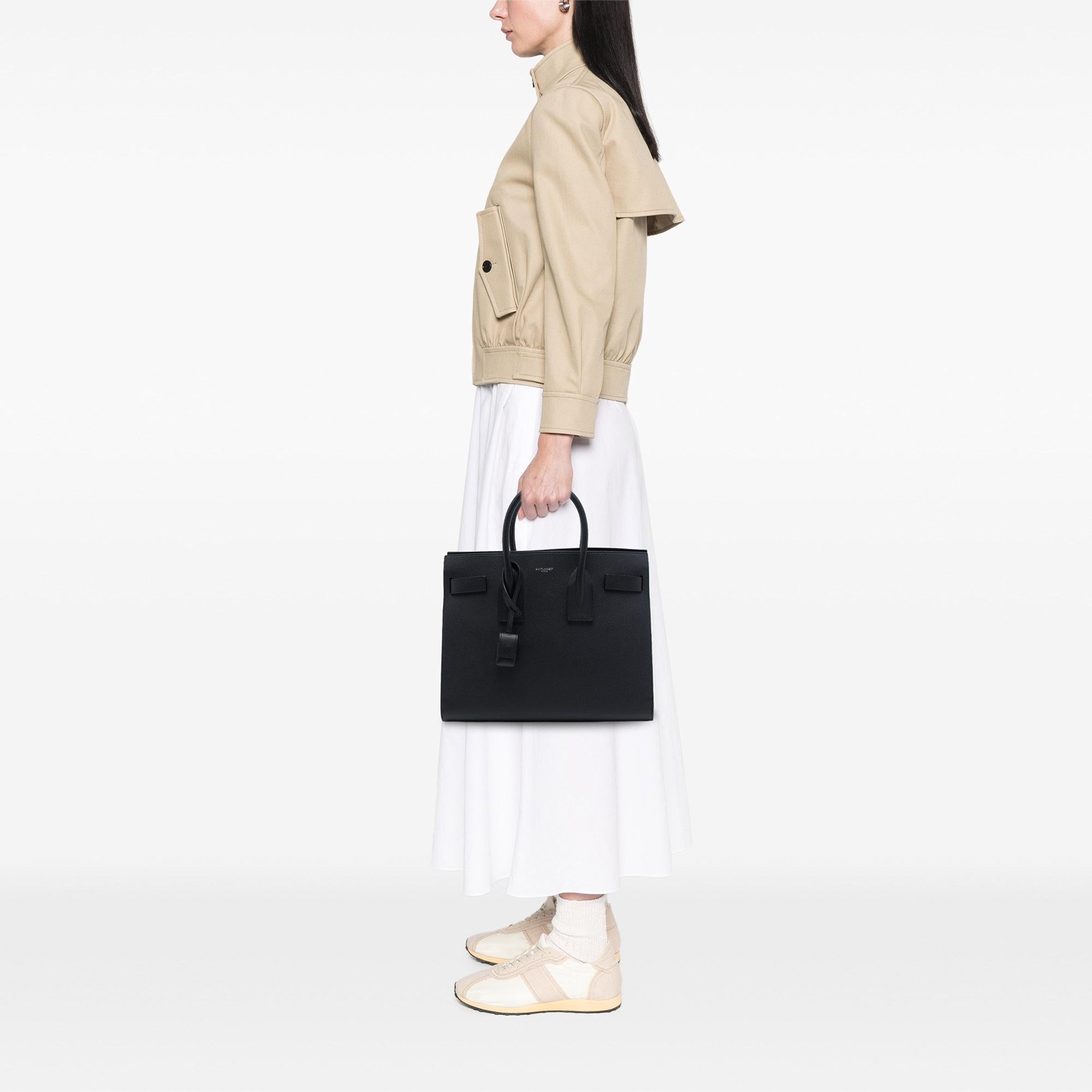 Saint Laurent Medium Grained Calfskin Sac De Jour Satchel