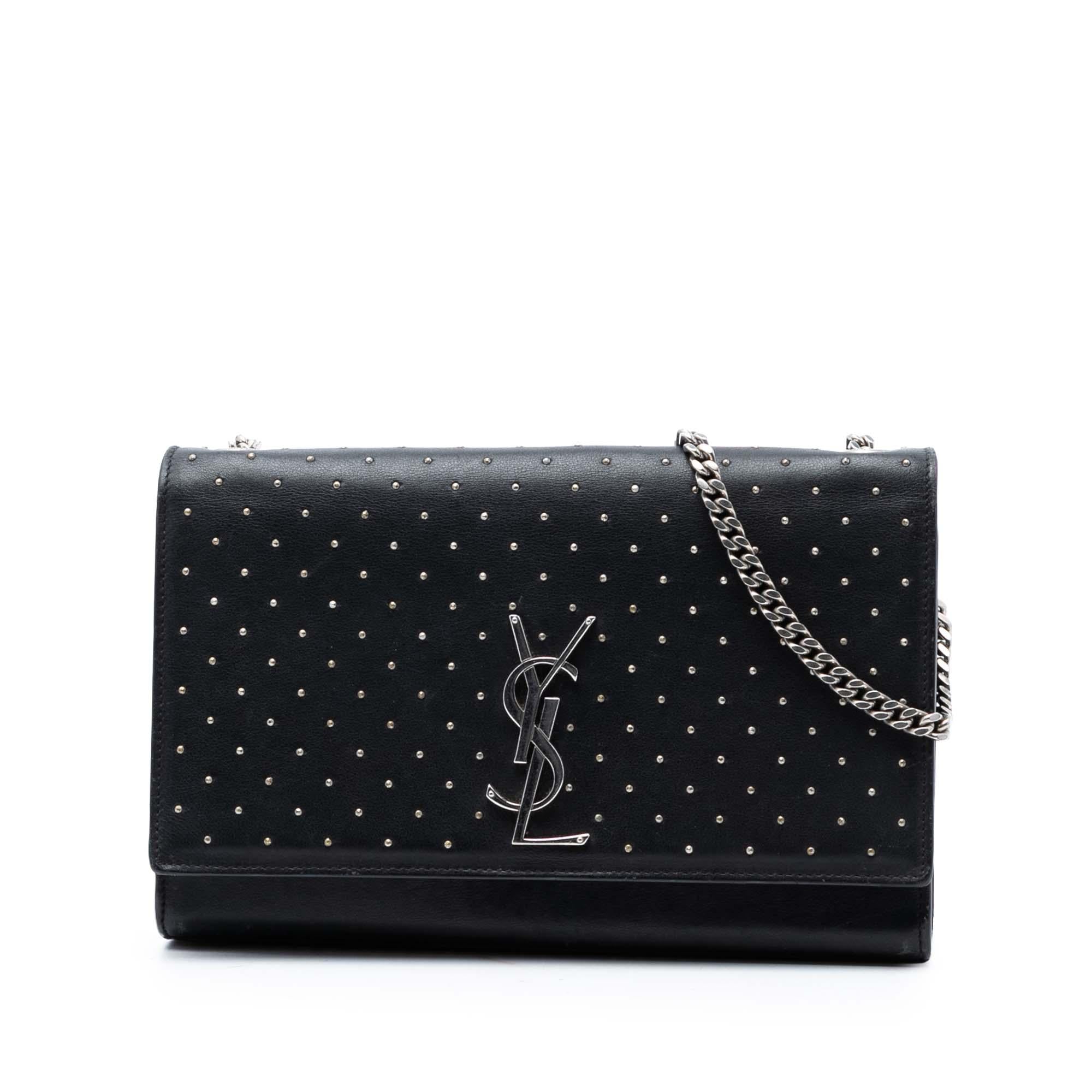 Saint Laurent Medium Leather Studded Monogram Kate Crossbody