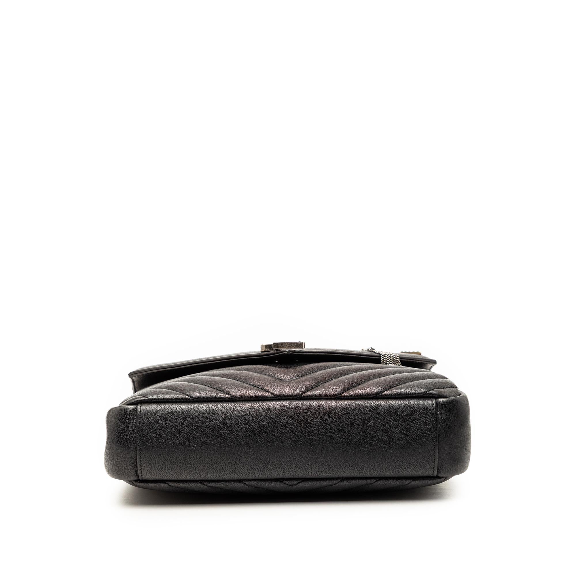 Saint Laurent Medium Metallic Chevron Sheepskin Monogram College Pins Satchel