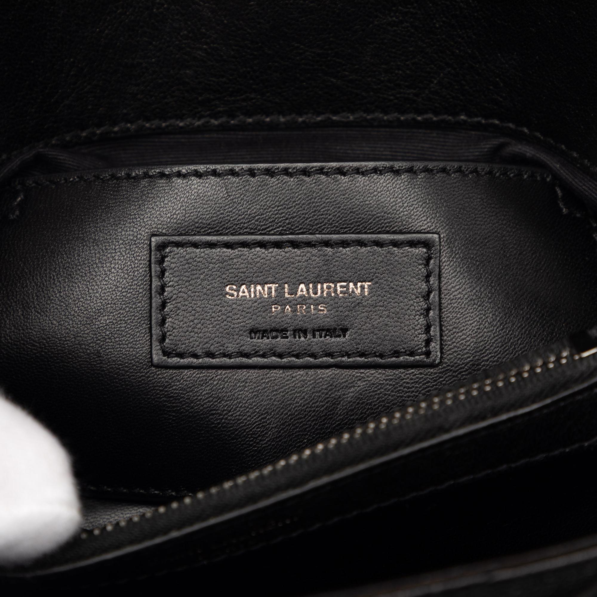 Saint Laurent Medium Metallic Chevron Sheepskin Monogram College Pins Satchel