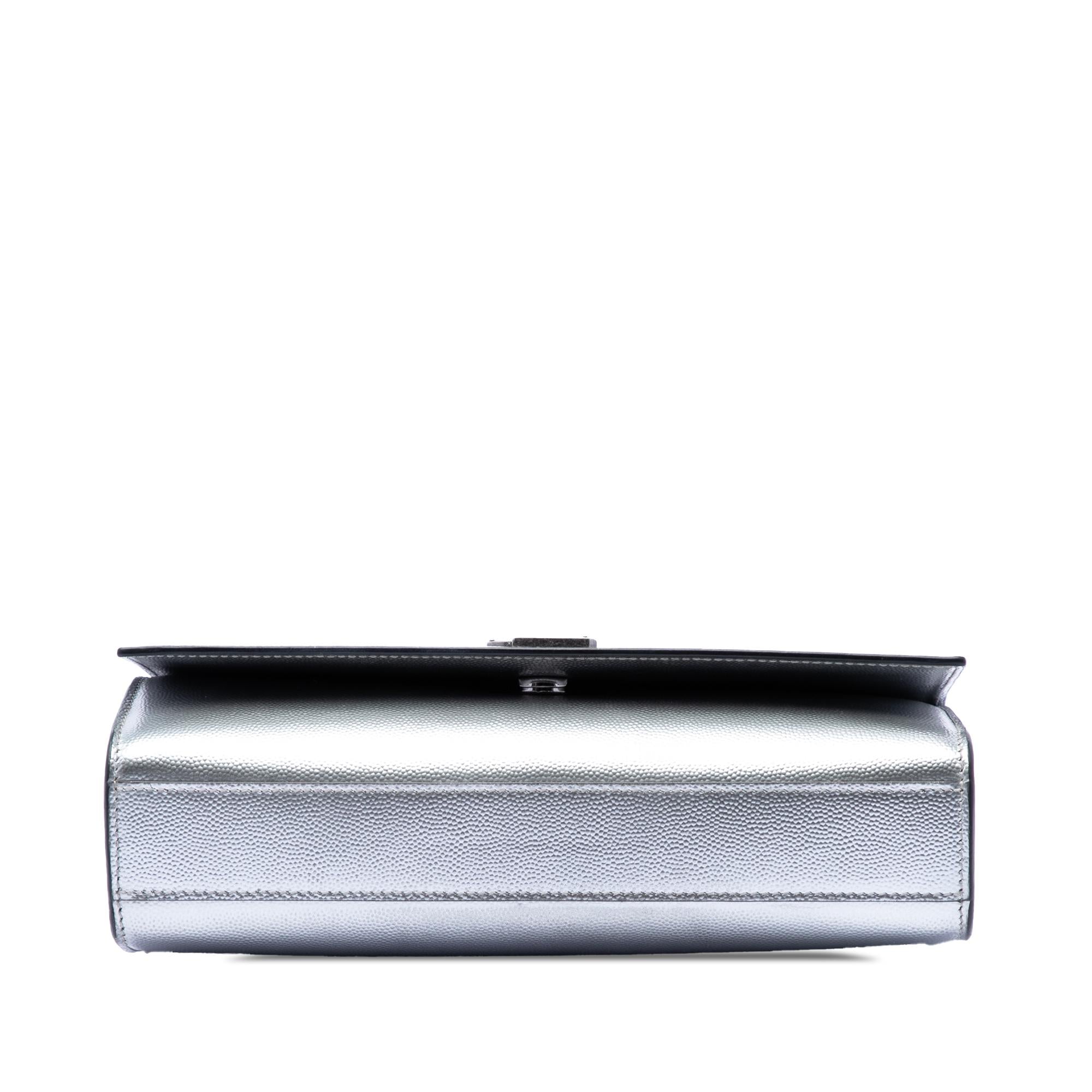 Saint Laurent Medium Metallic Grain De Poudre Monogram Kate Crossbody