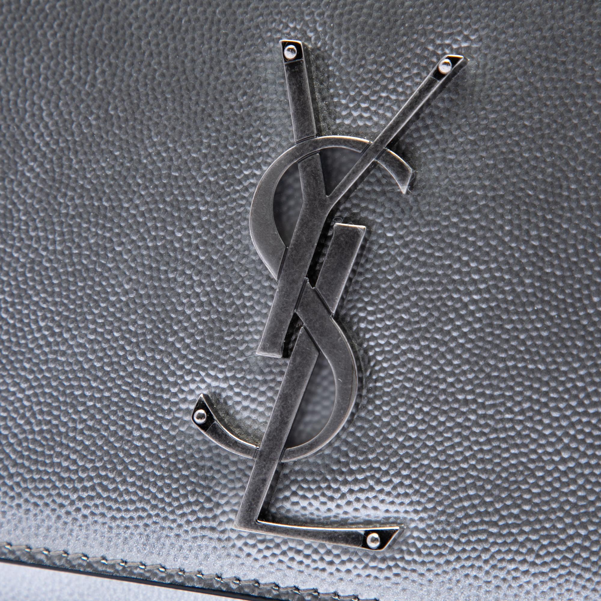 Saint Laurent Medium Metallic Grain De Poudre Monogram Kate Crossbody