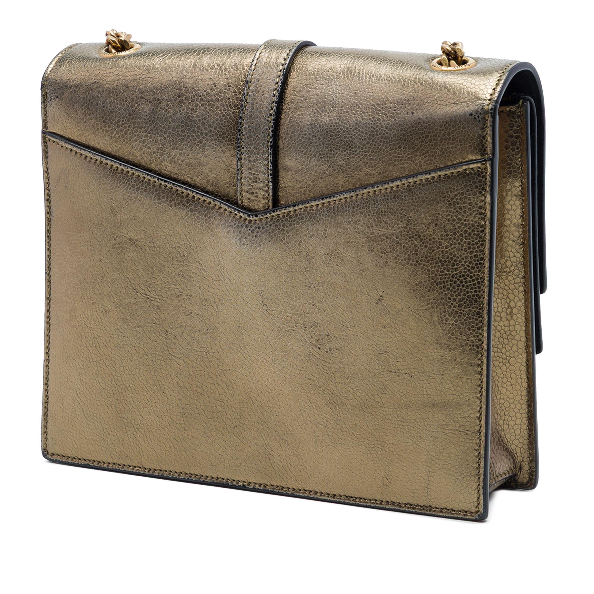 Saint Laurent Medium Metallic Leather Monogram Sulpice Crossbody