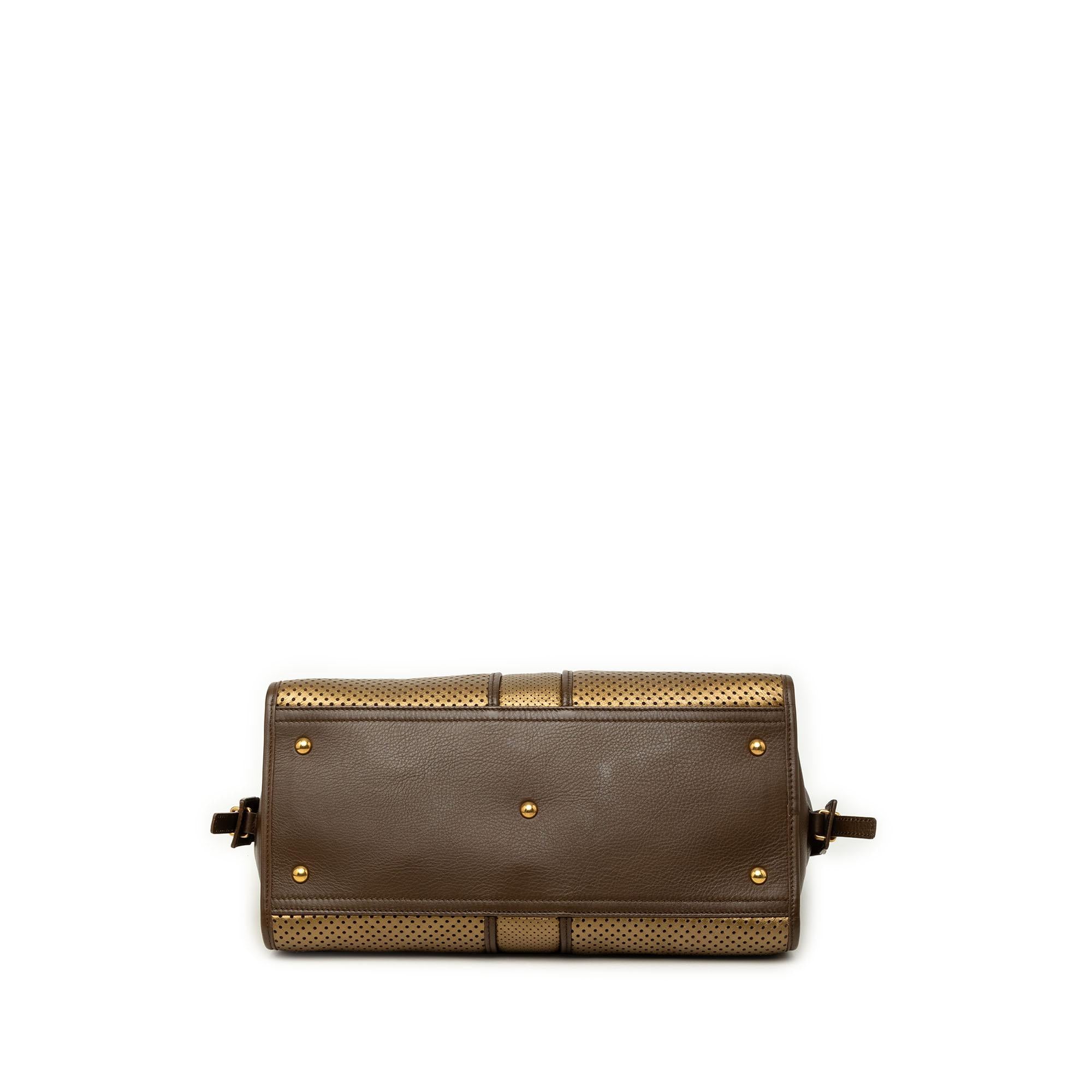 Saint Laurent Medium Perforated Metallic Leather Cabas Chyc Tote