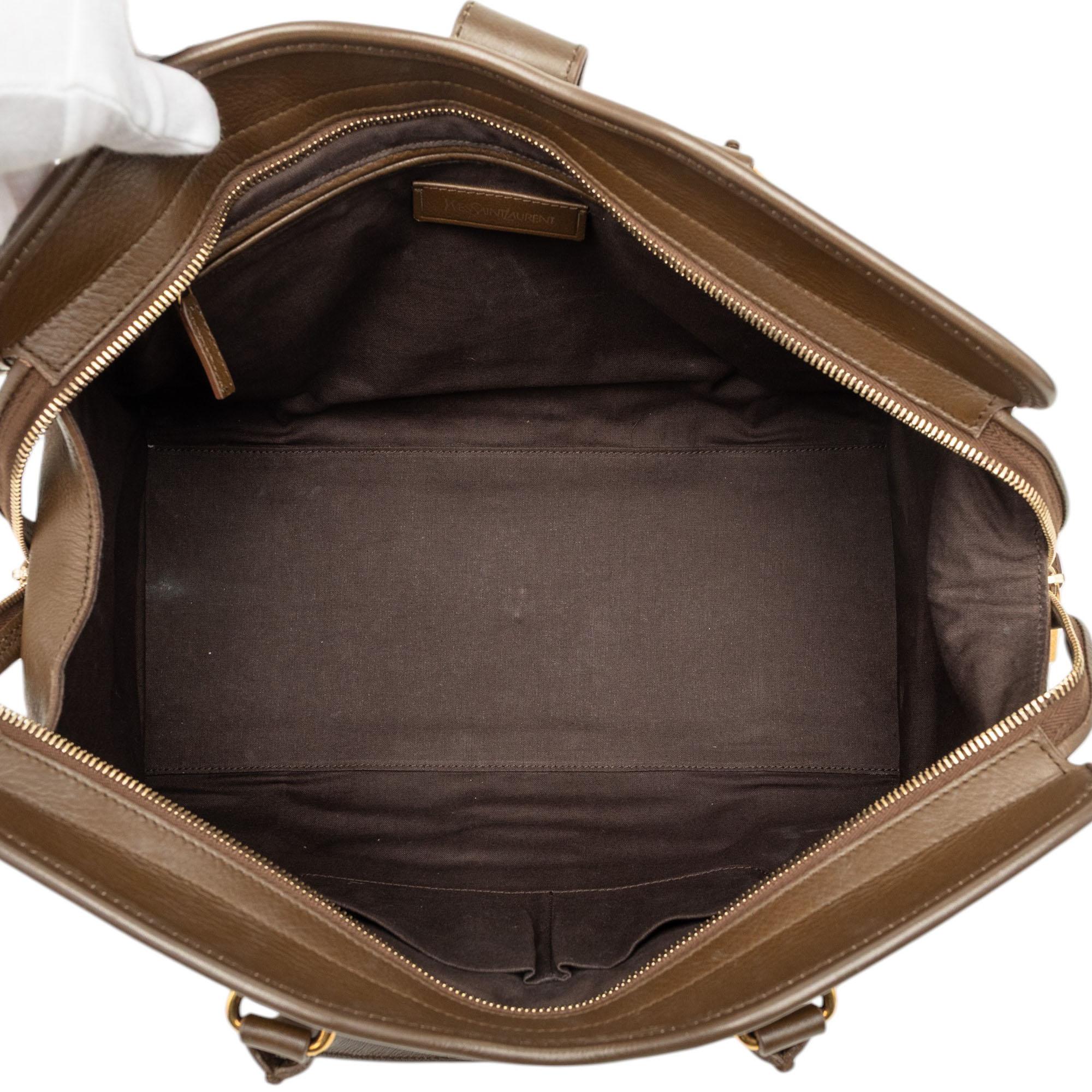 Saint Laurent Medium Perforated Metallic Leather Cabas Chyc Tote