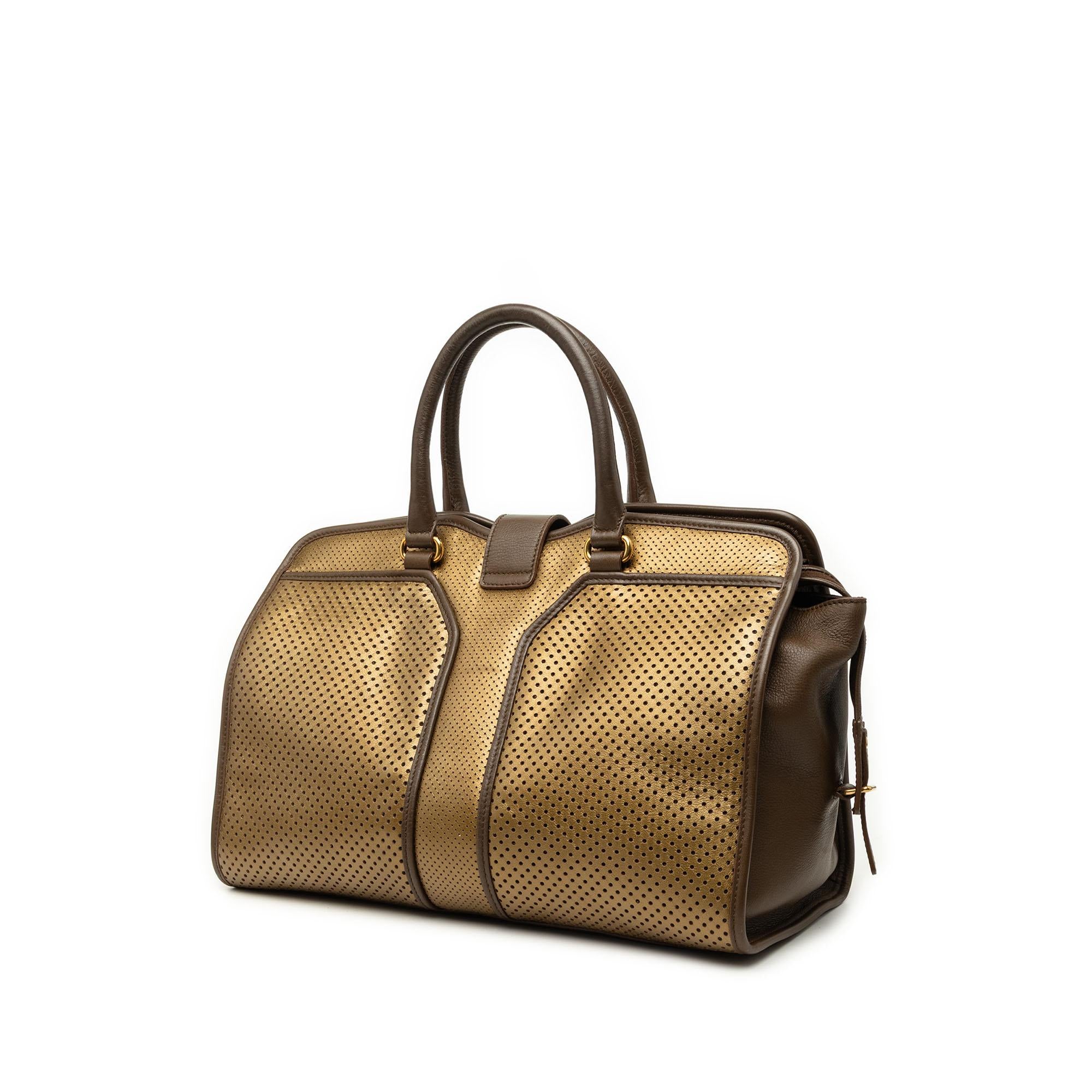 Saint Laurent Medium Perforated Metallic Leather Cabas Chyc Tote