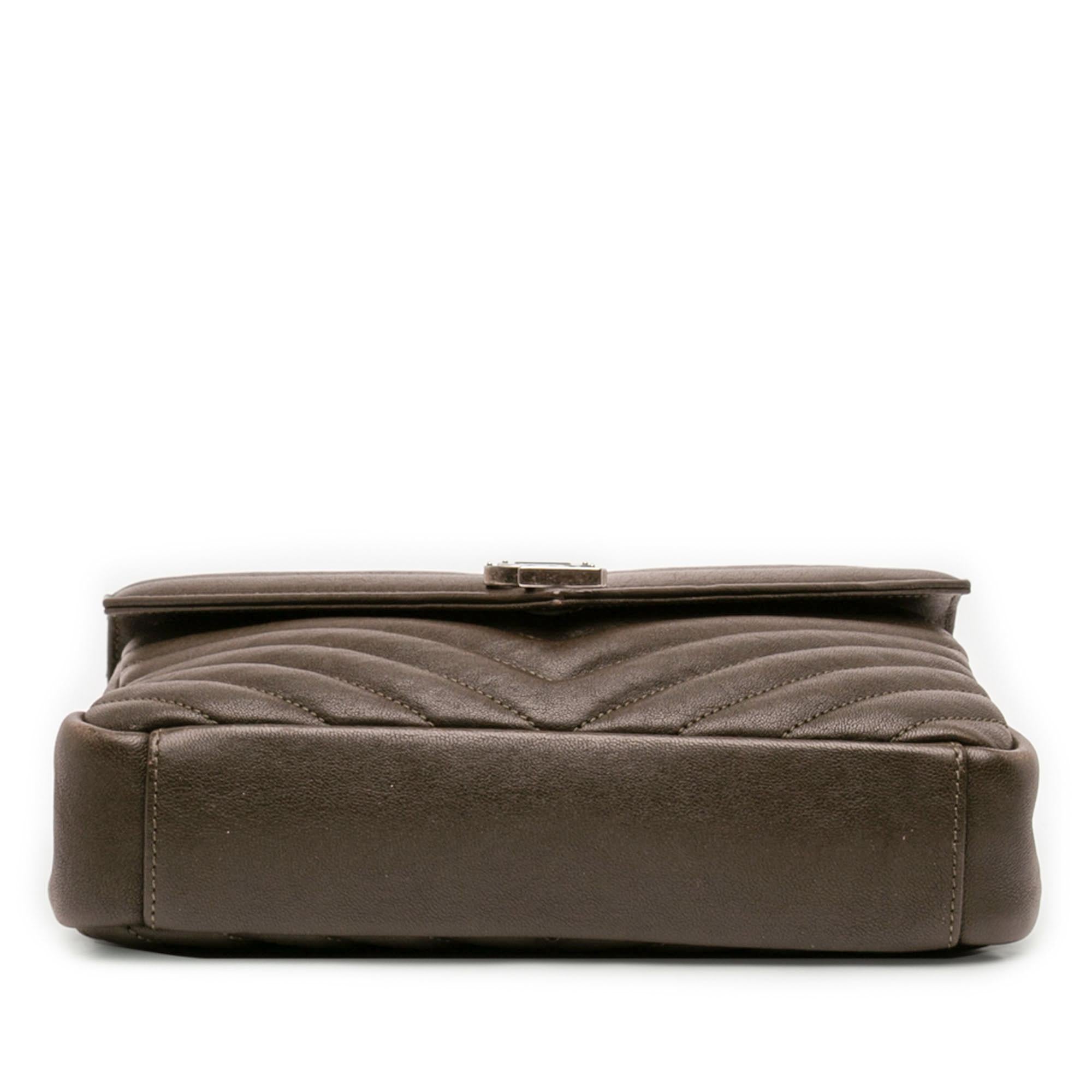 Saint Laurent Medium Quilted Chevron Sheepskin College Satchel