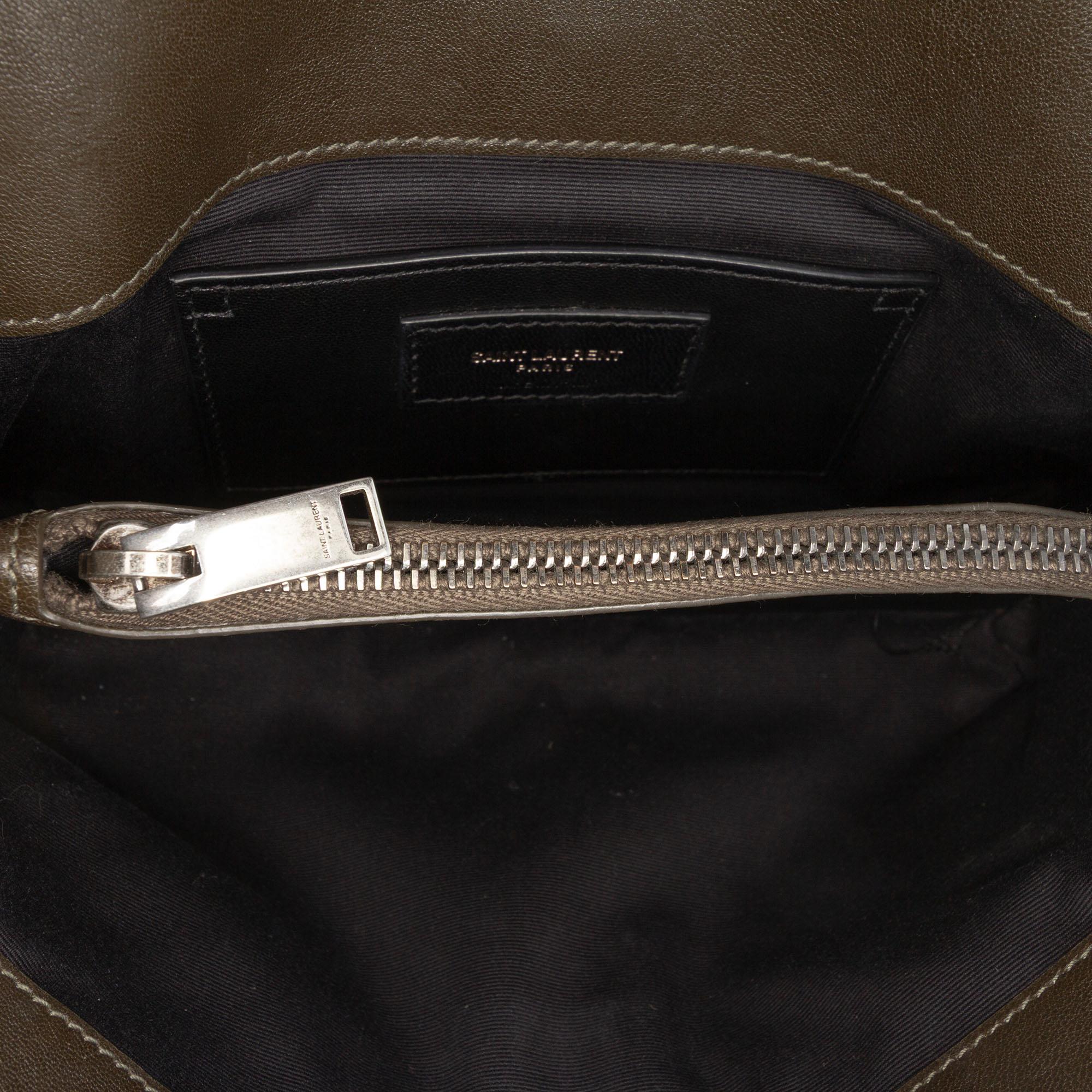 Saint Laurent Medium Quilted Chevron Sheepskin College Satchel