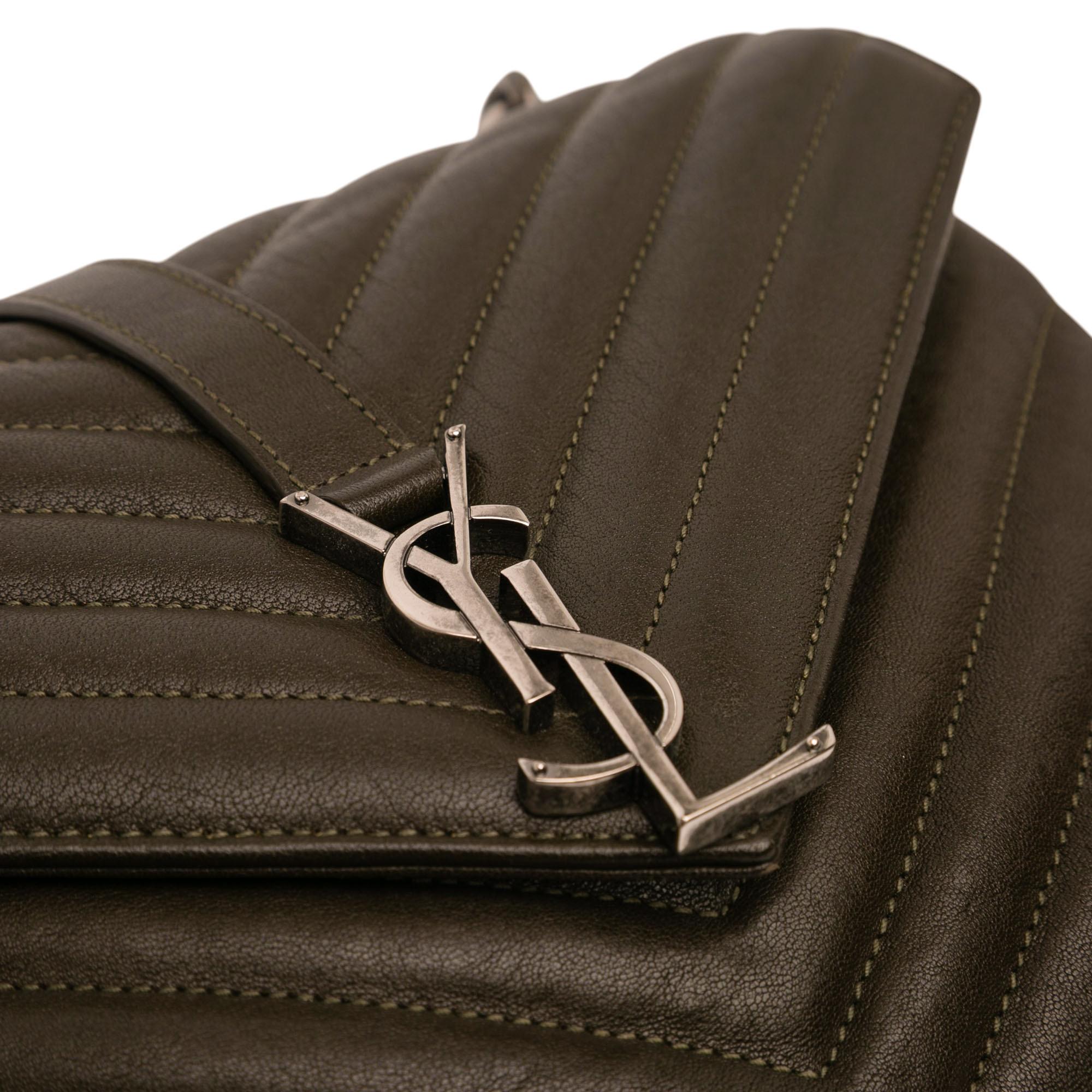 Saint Laurent Medium Quilted Chevron Sheepskin College Satchel