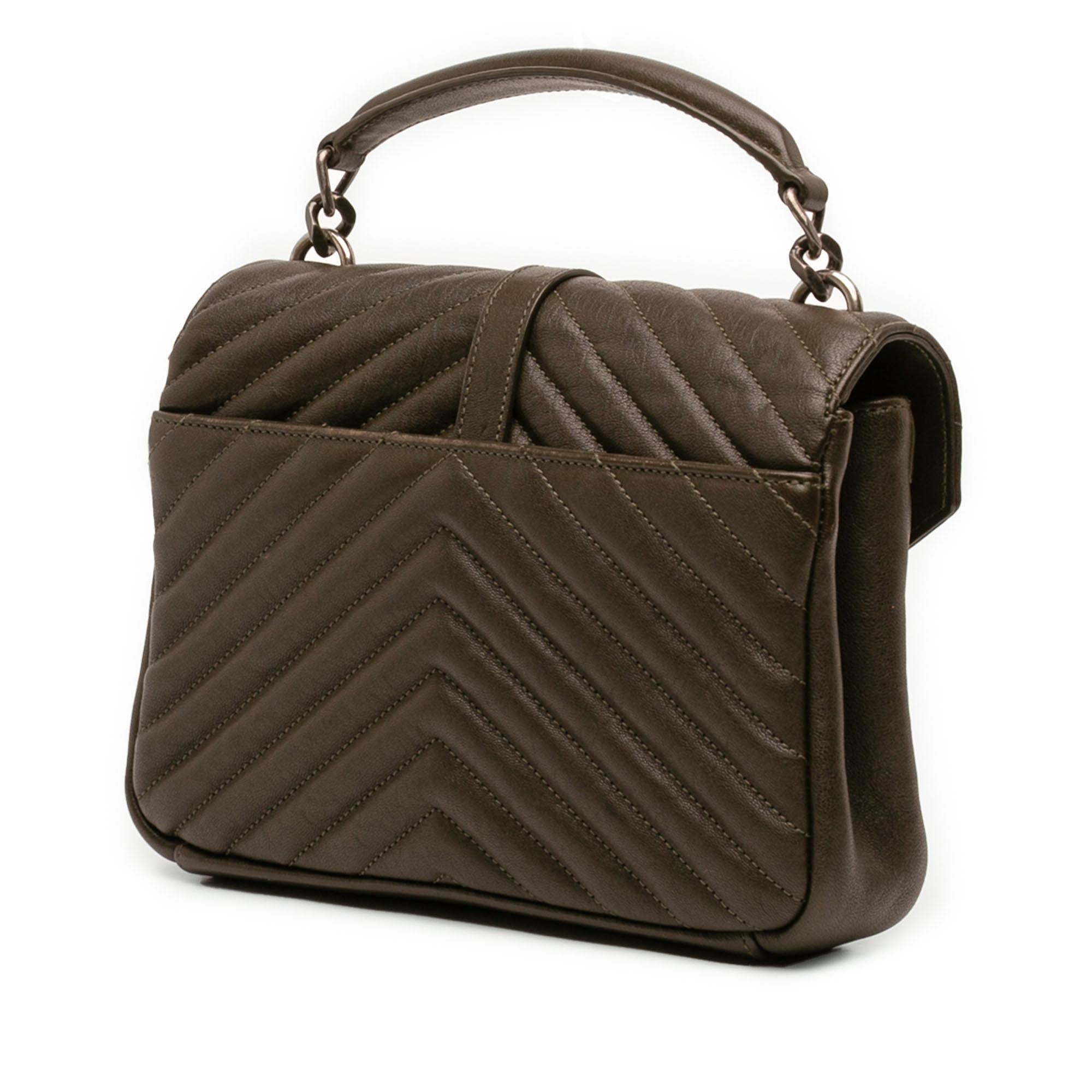 Saint Laurent Medium Quilted Chevron Sheepskin College Satchel