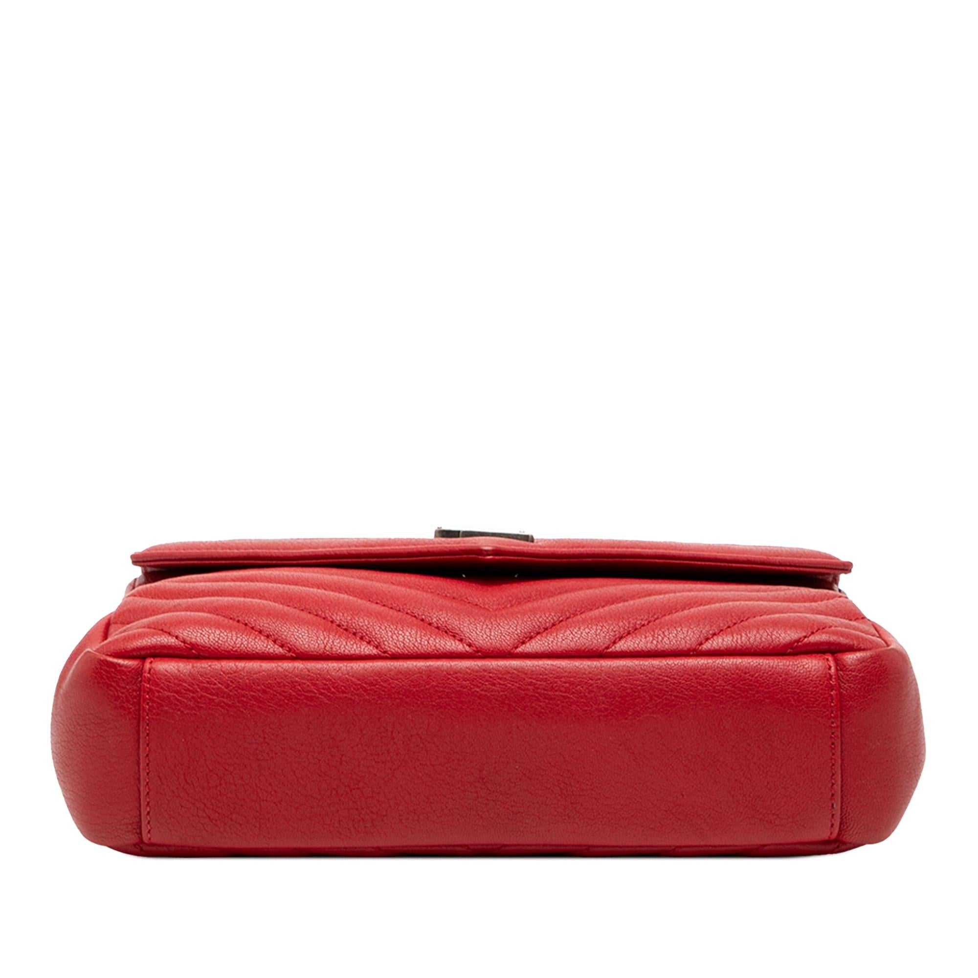 Saint Laurent Medium Quilted Chevron Sheepskin College Satchel
