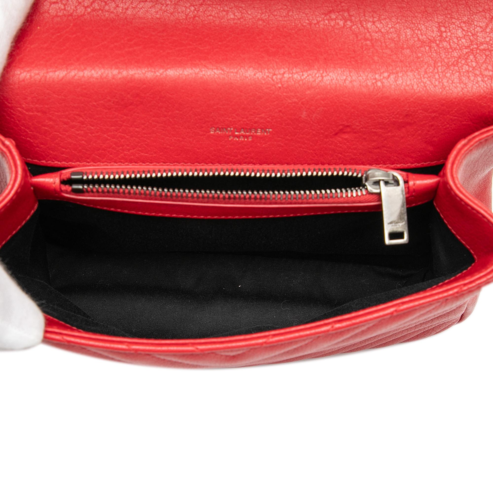 Saint Laurent Medium Quilted Chevron Sheepskin College Satchel