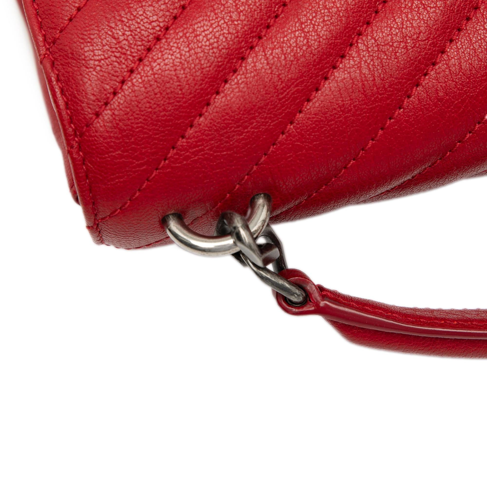 Saint Laurent Medium Quilted Chevron Sheepskin College Satchel
