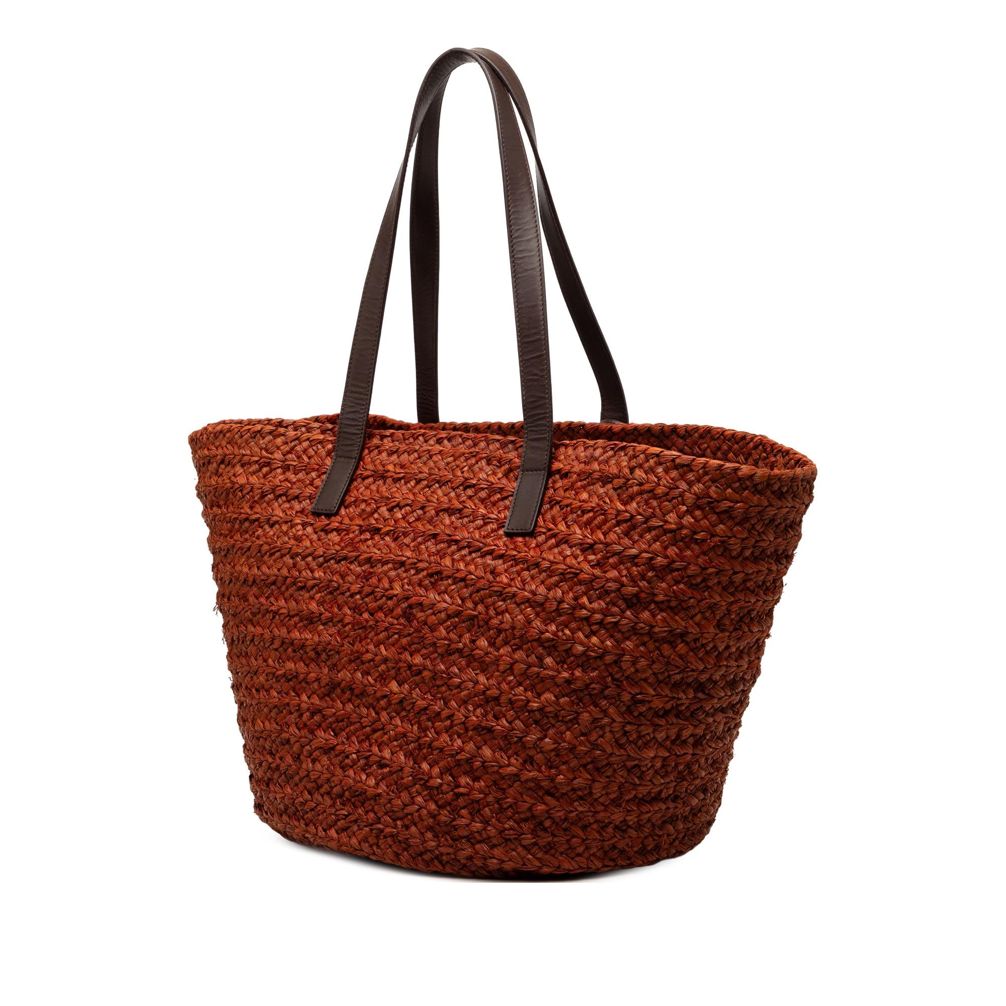 Saint Laurent Medium Raffia Panier Basket Shopper Tote