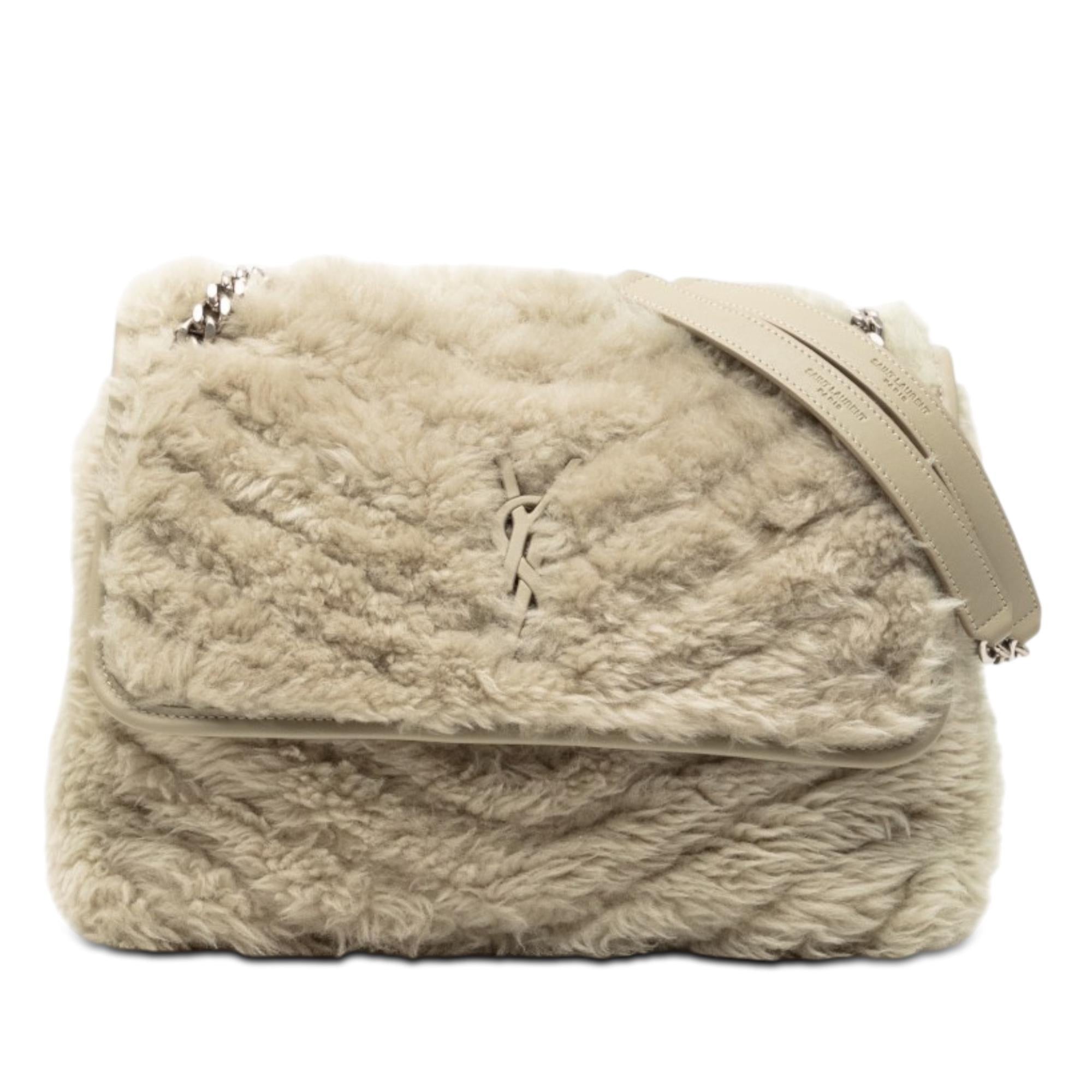 Saint Laurent Medium Shearling Niki Shoulder Bag