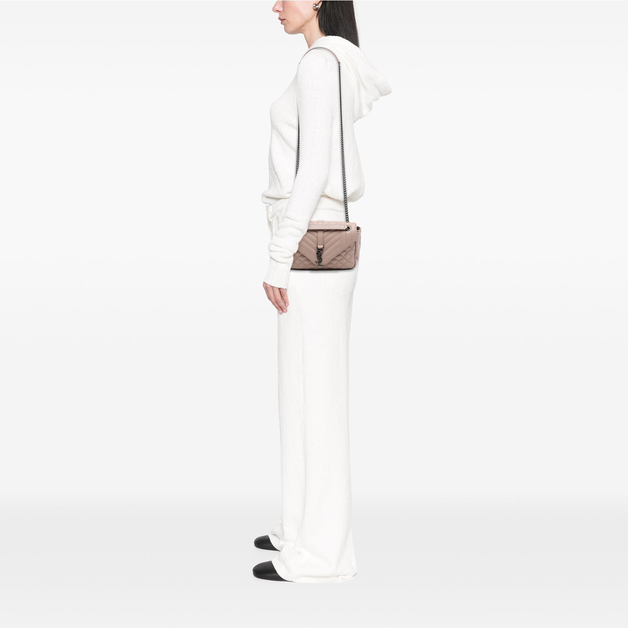Saint Laurent Medium Sheepskin Triquilt Monogram College Bag