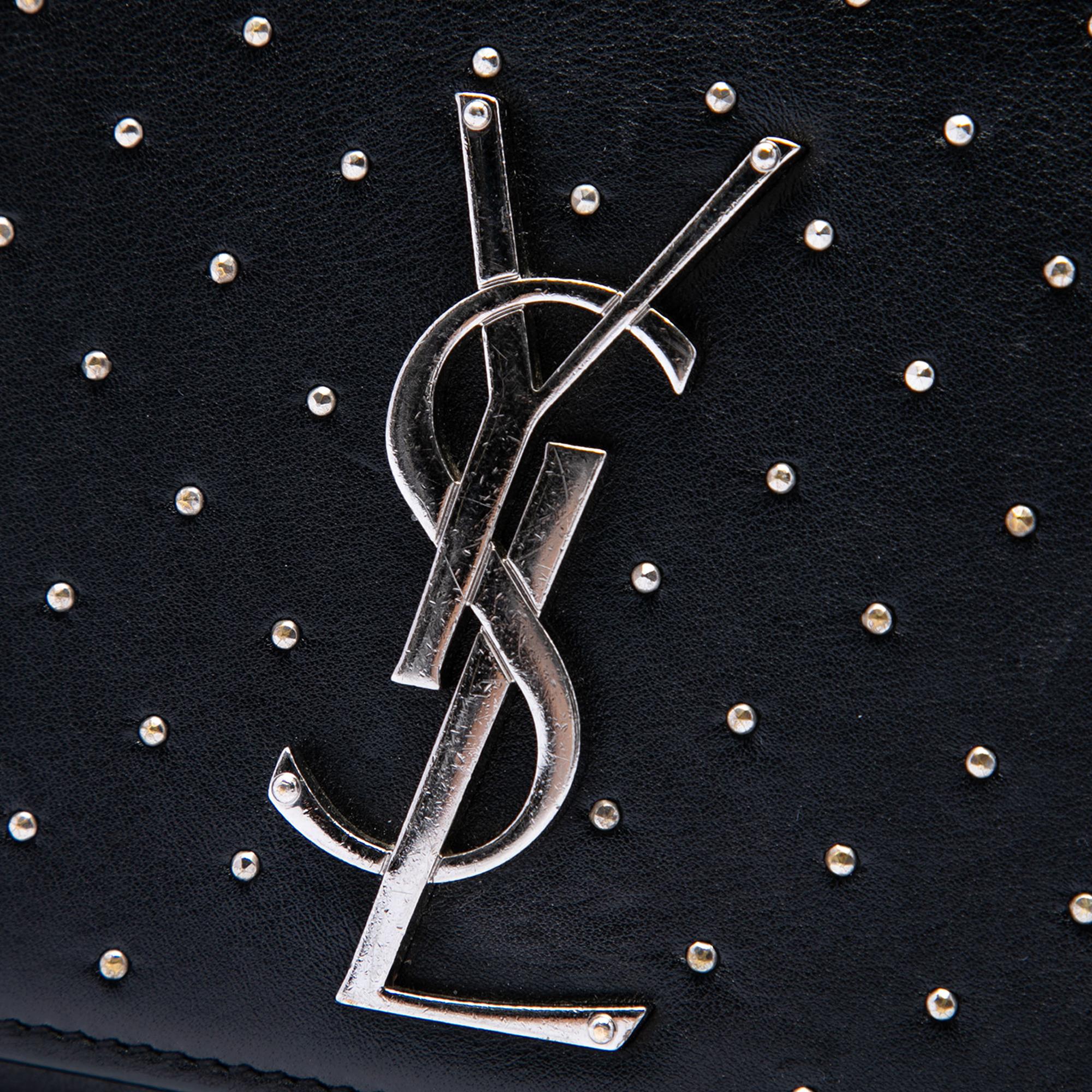 Saint Laurent Medium Studded Calfskin Monogram Kate Crossbody
