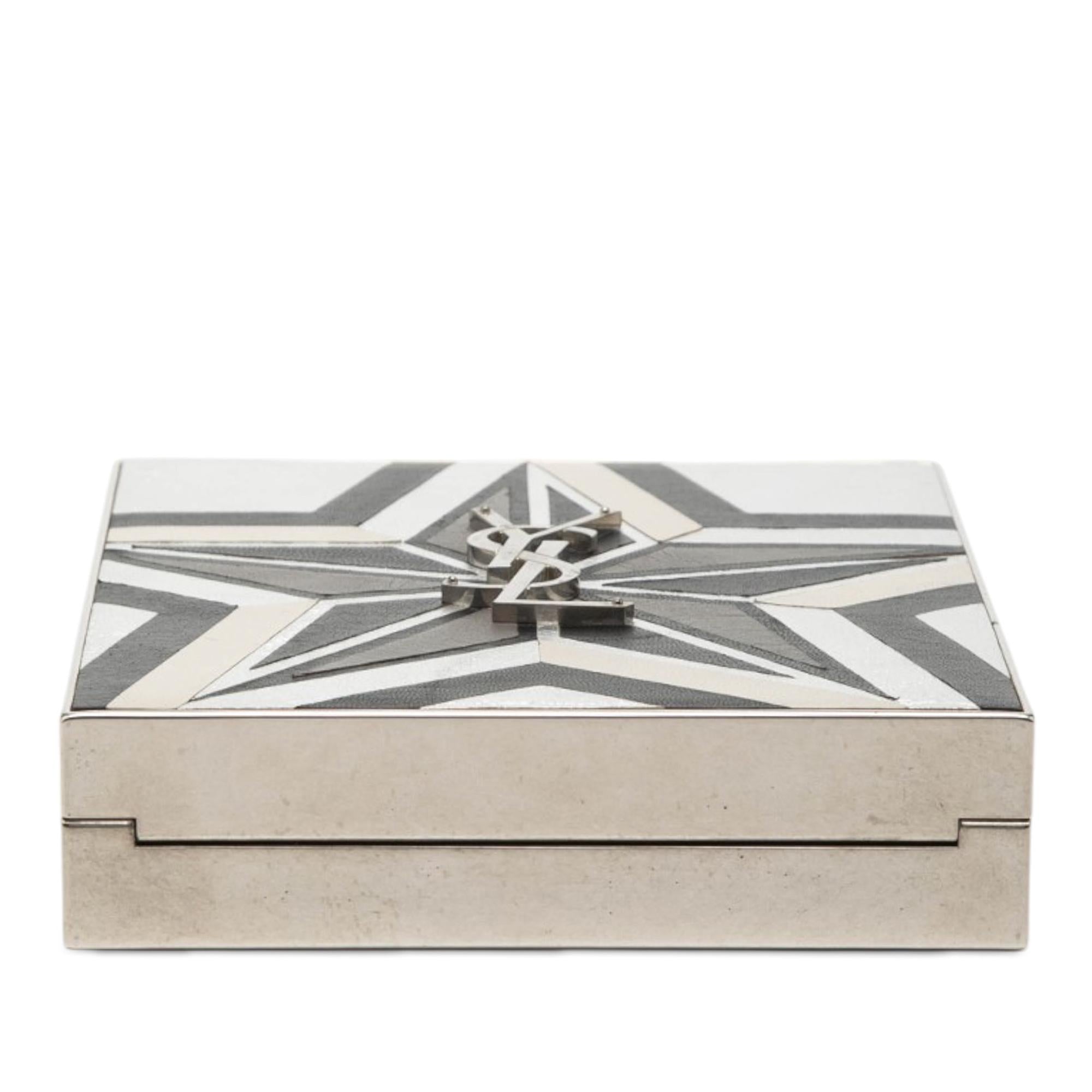 Saint Laurent Metal and Leather Tuxedo Box Star Clutch on Chain