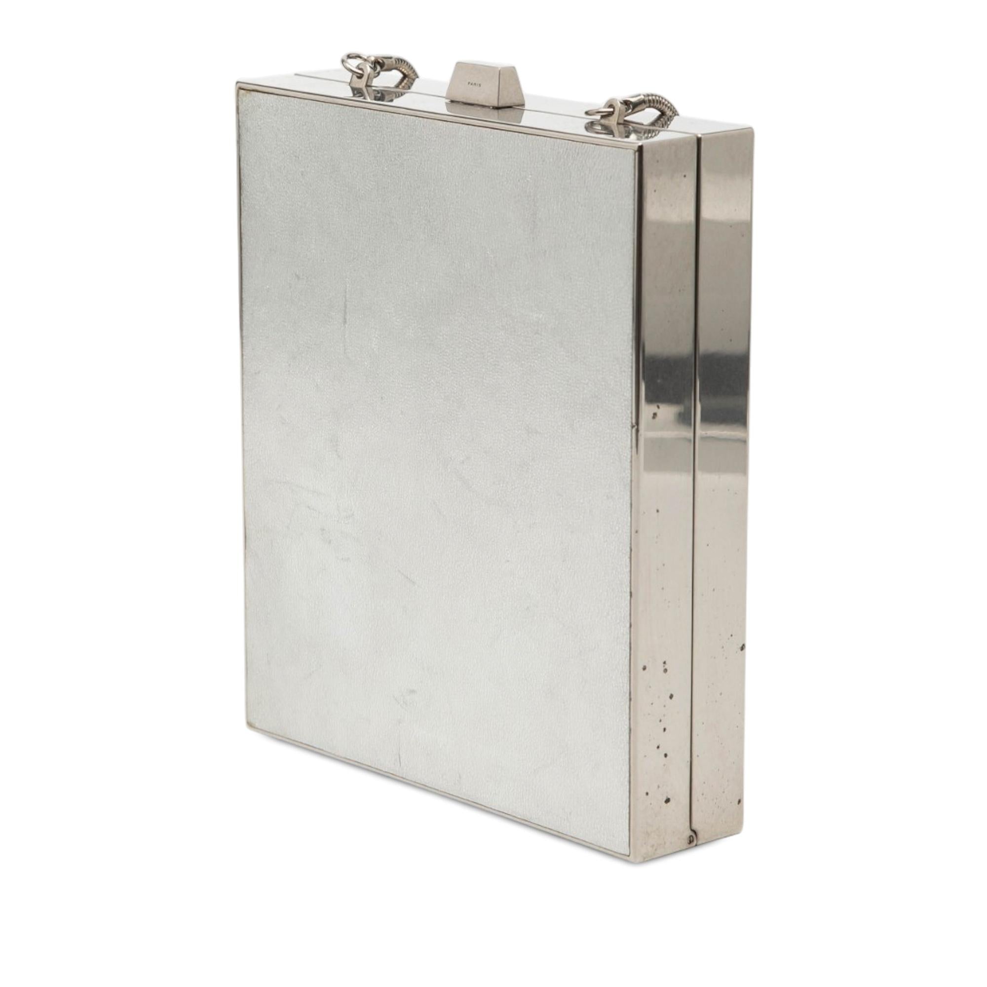 Saint Laurent Metal and Leather Tuxedo Box Star Clutch on Chain