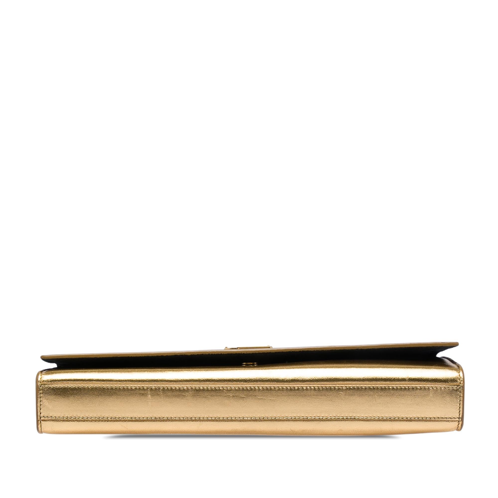 Saint Laurent Metallic Calfskin Cassandre Clutch