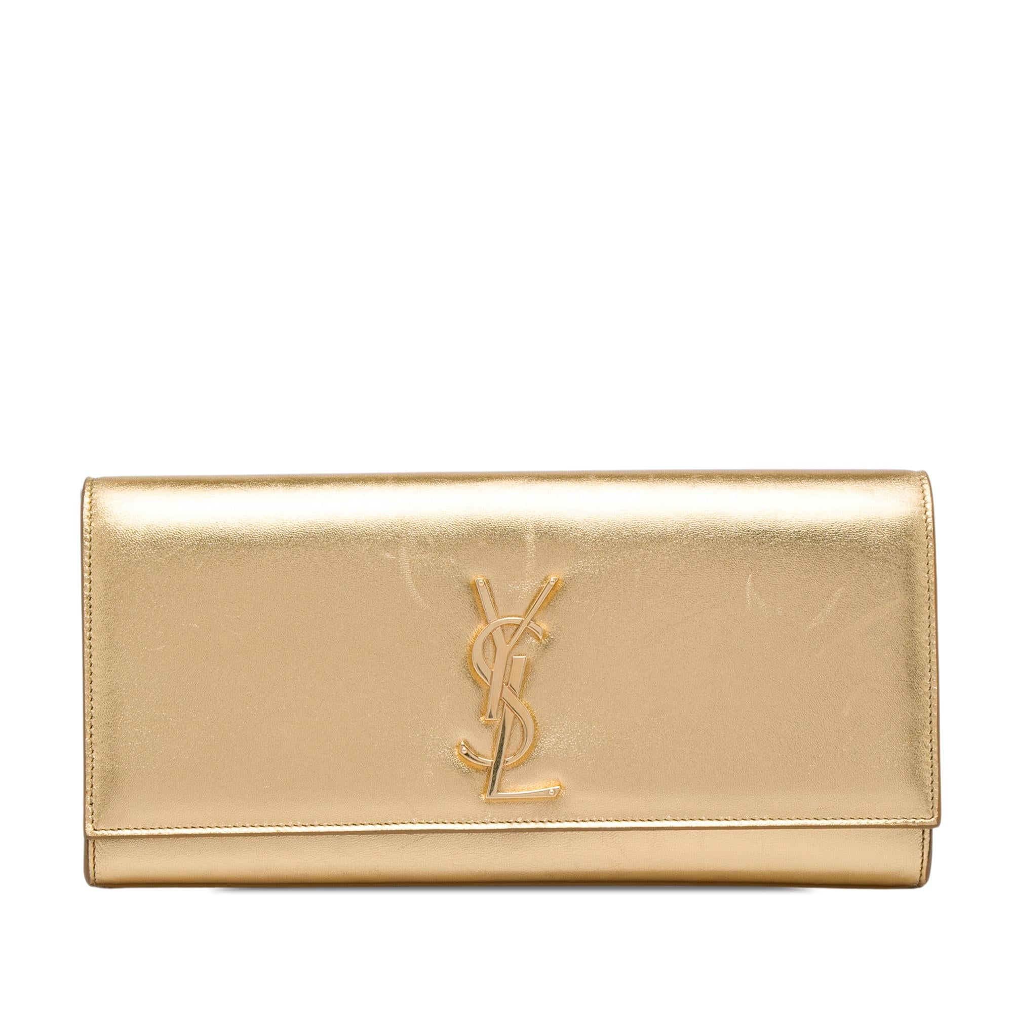 Saint Laurent Metallic Calfskin Cassandre Clutch