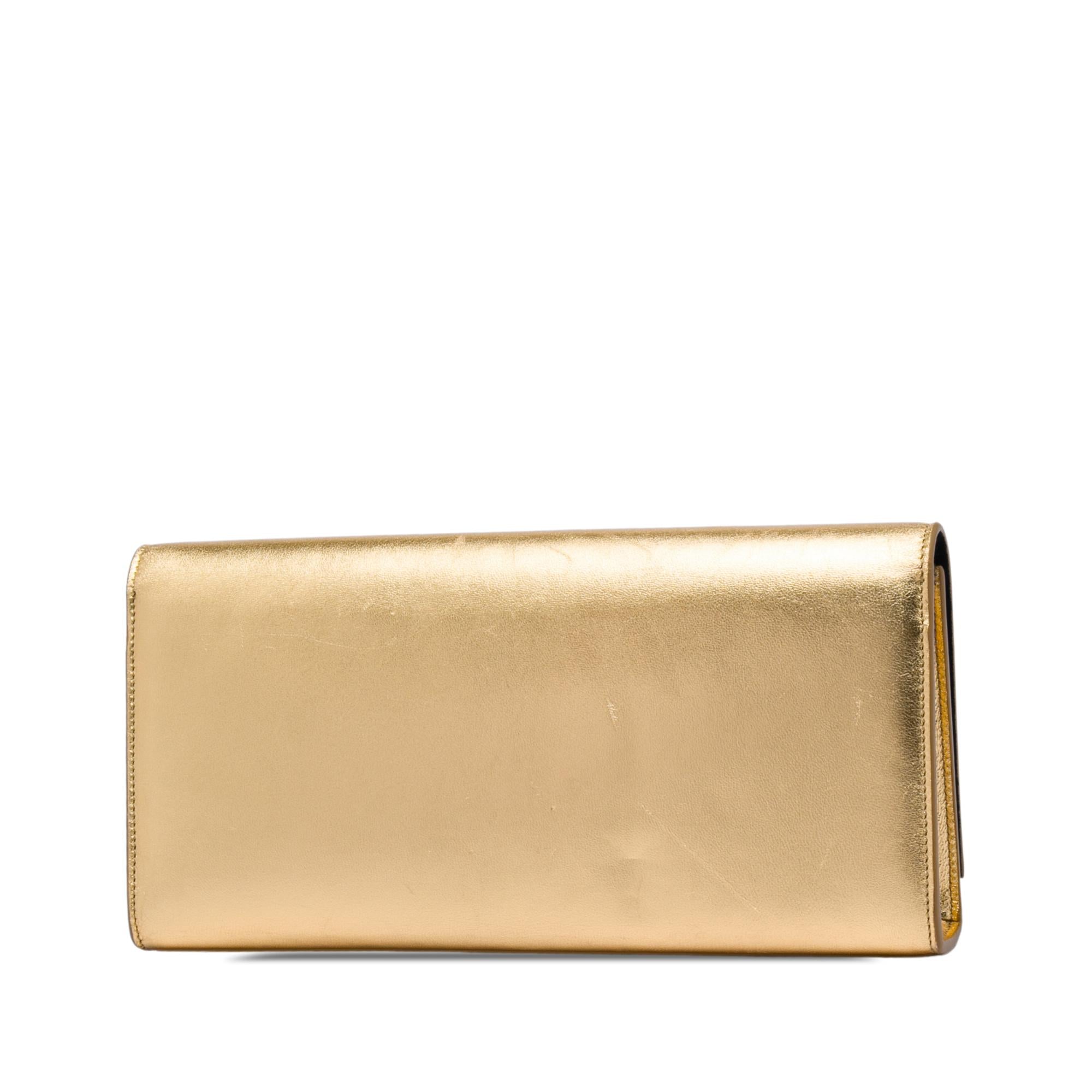 Saint Laurent Metallic Calfskin Cassandre Clutch