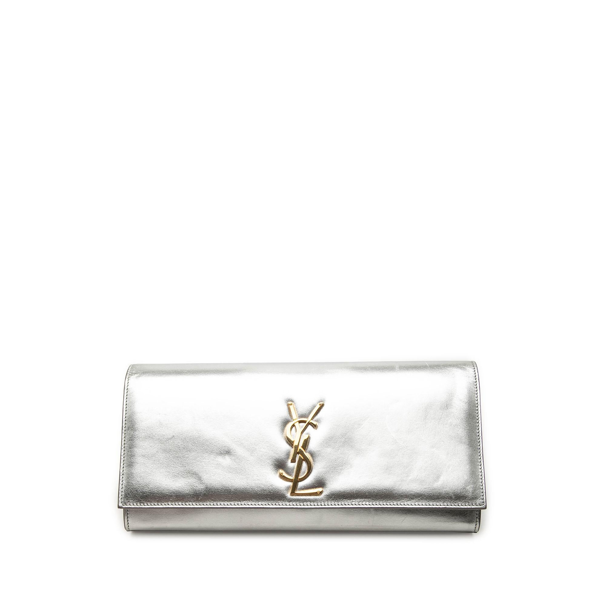 Saint Laurent Metallic Calfskin Cassandre Clutch