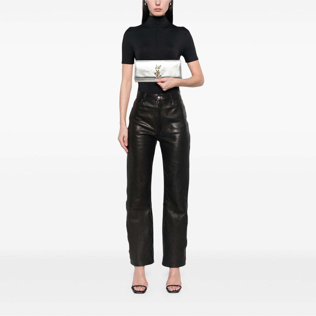 Saint Laurent Metallic Calfskin Cassandre Clutch