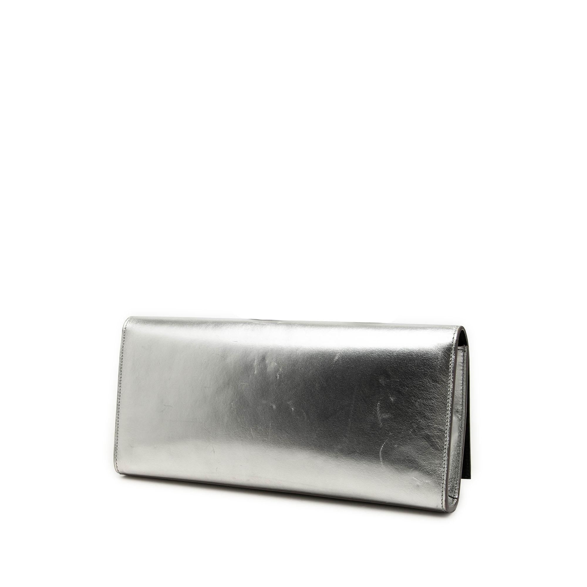 Saint Laurent Metallic Calfskin Cassandre Clutch