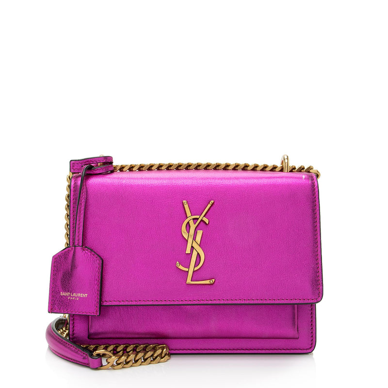 Saint Laurent Metallic Calfskin Monogram Sunset Small Shoulder Bag