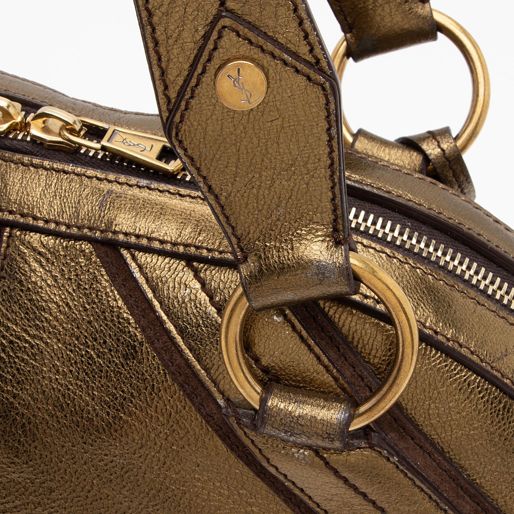 Saint Laurent Metallic Calfskin Muse Large Satchel (SHF-hk5NIK)