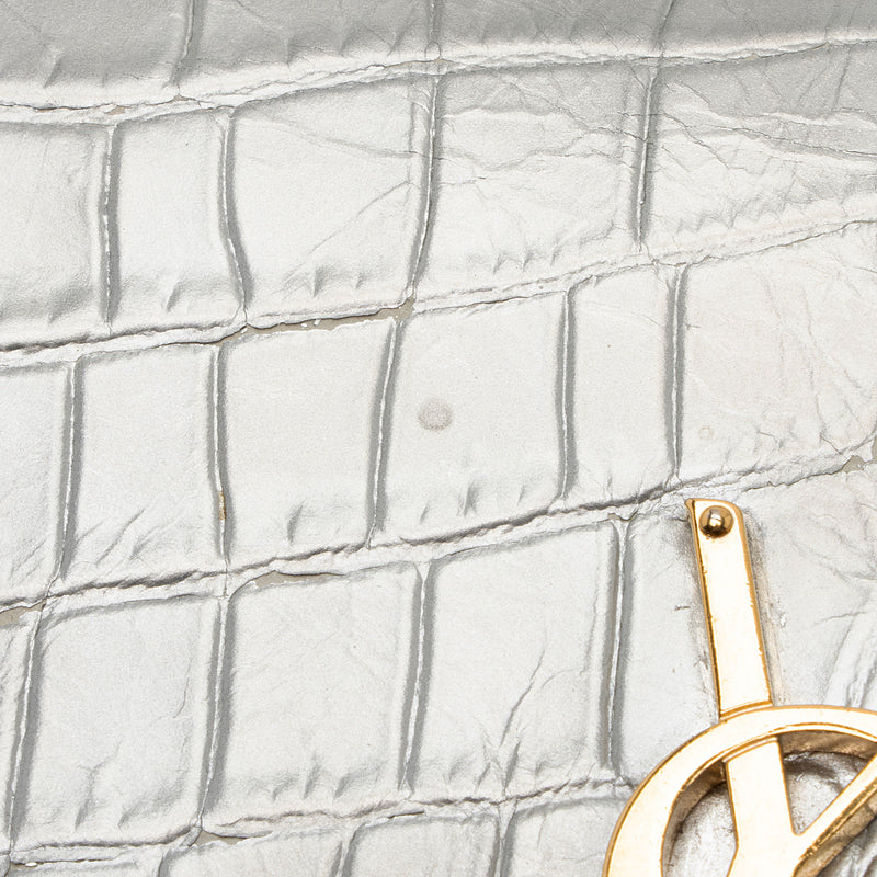 Saint Laurent Metallic Croc Embossed Leather Monogram Kate Medium Shoulder Bag (SHF-GgwCYy)