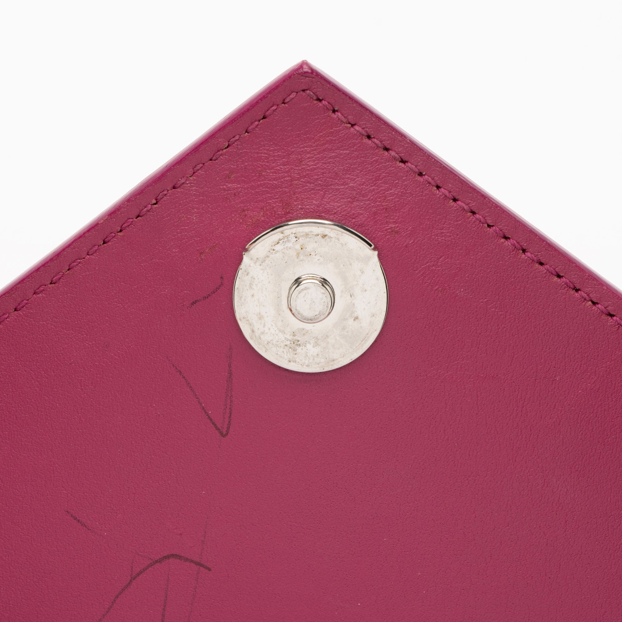 Saint Laurent Metallic Croc Embossed Leather Monogram Small Envelope Bag