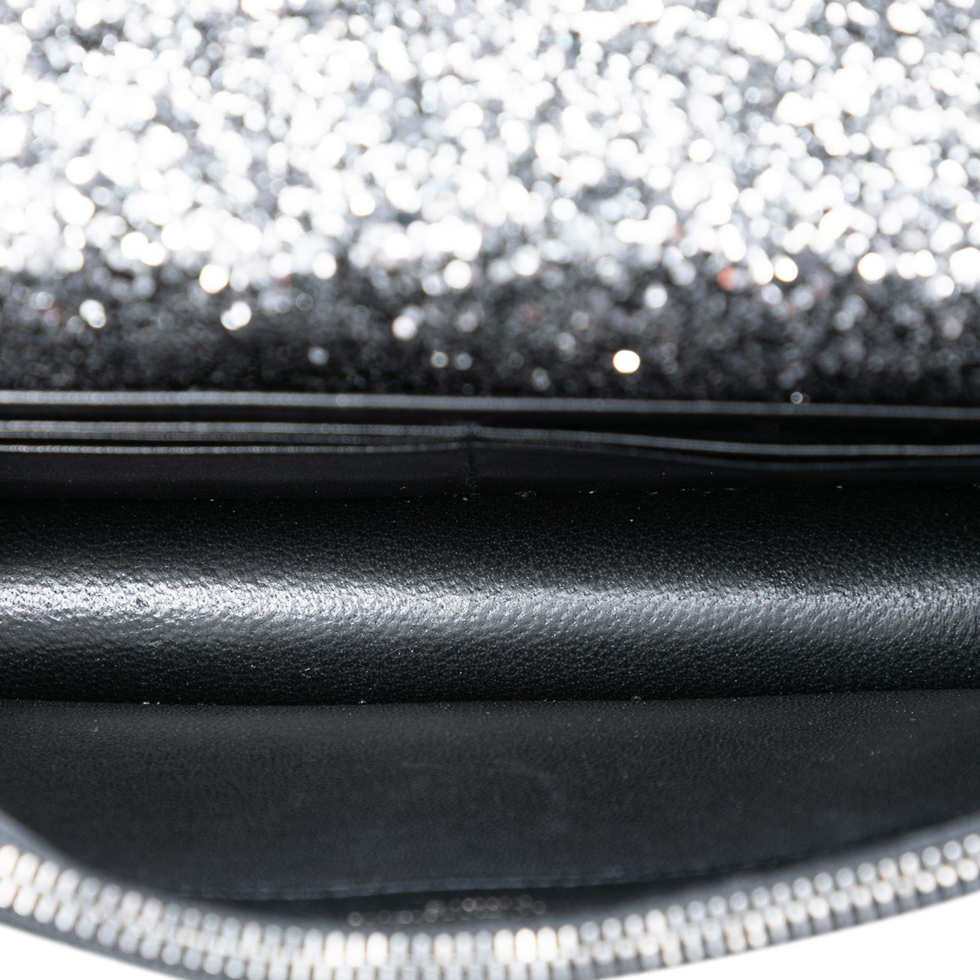 Saint Laurent Metallic Glitter Monogram Kate Tassel Chain Wallet
