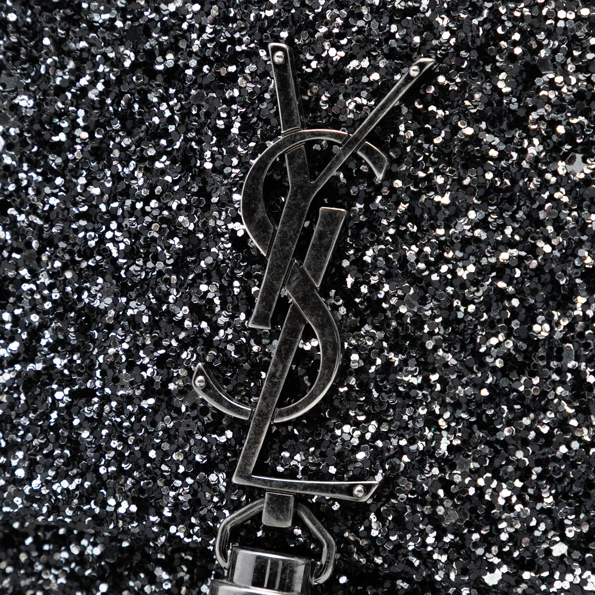Saint Laurent Metallic Glitter Monogram Kate Tassel Chain Wallet