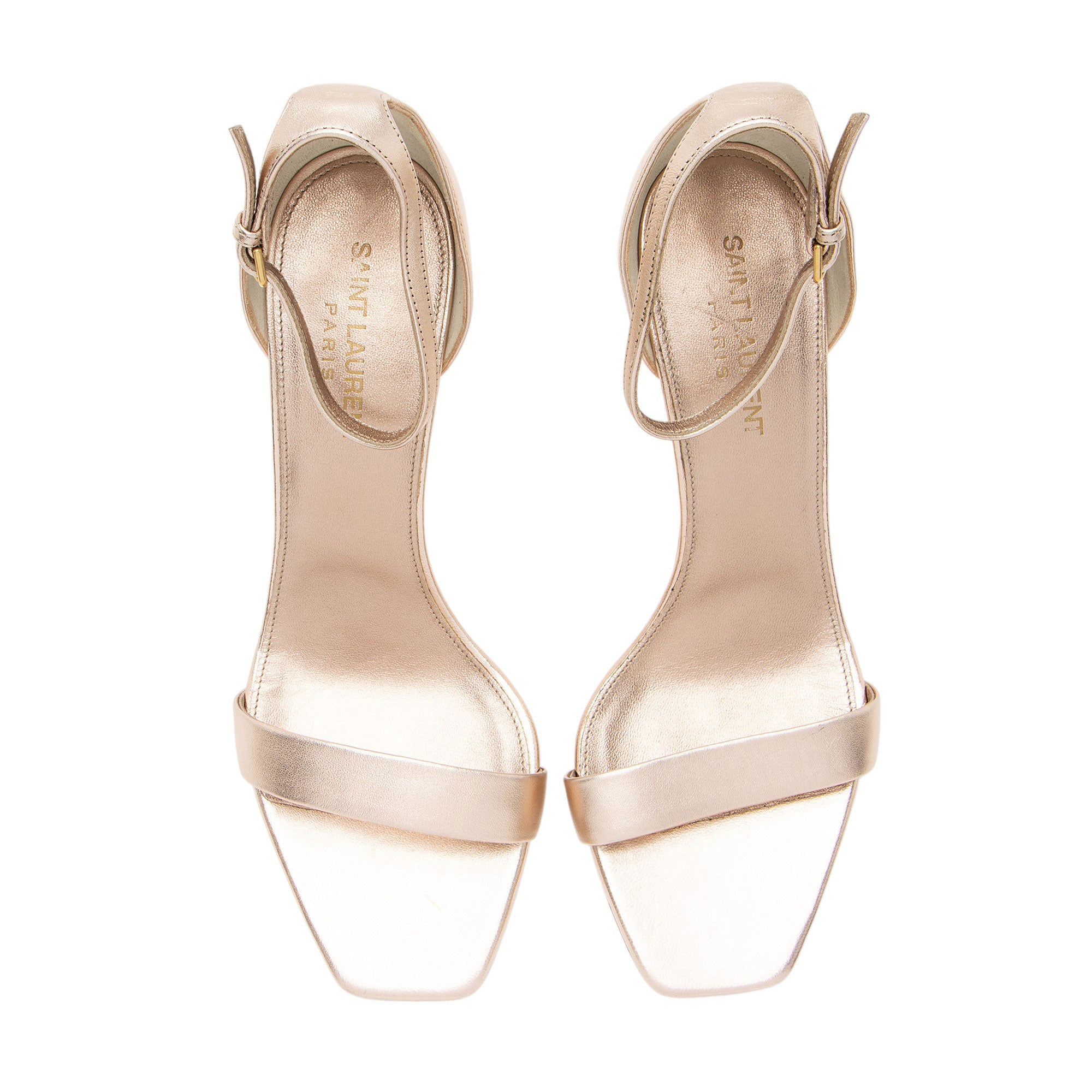 Saint Laurent Metallic Lambskin Amber Sandals - Size 8 / 38