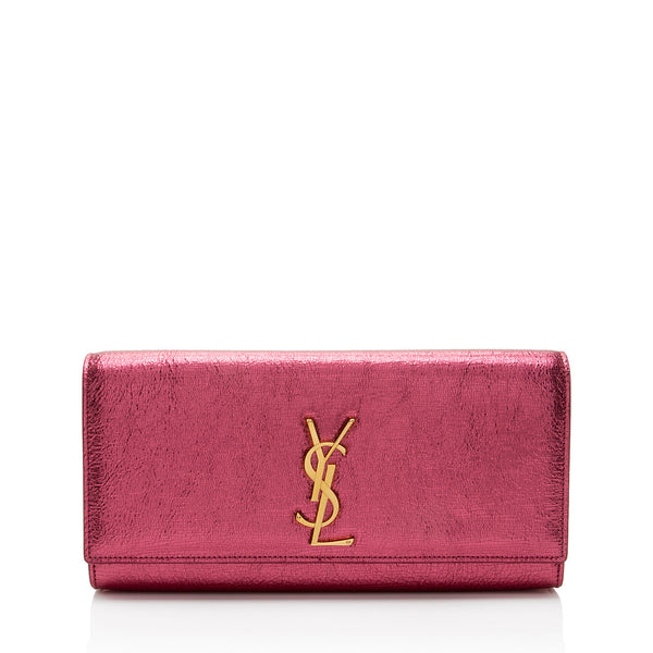 Saint Laurent Metallic Leather Monogram Kate Clutch (SHF-LgZdJZ)