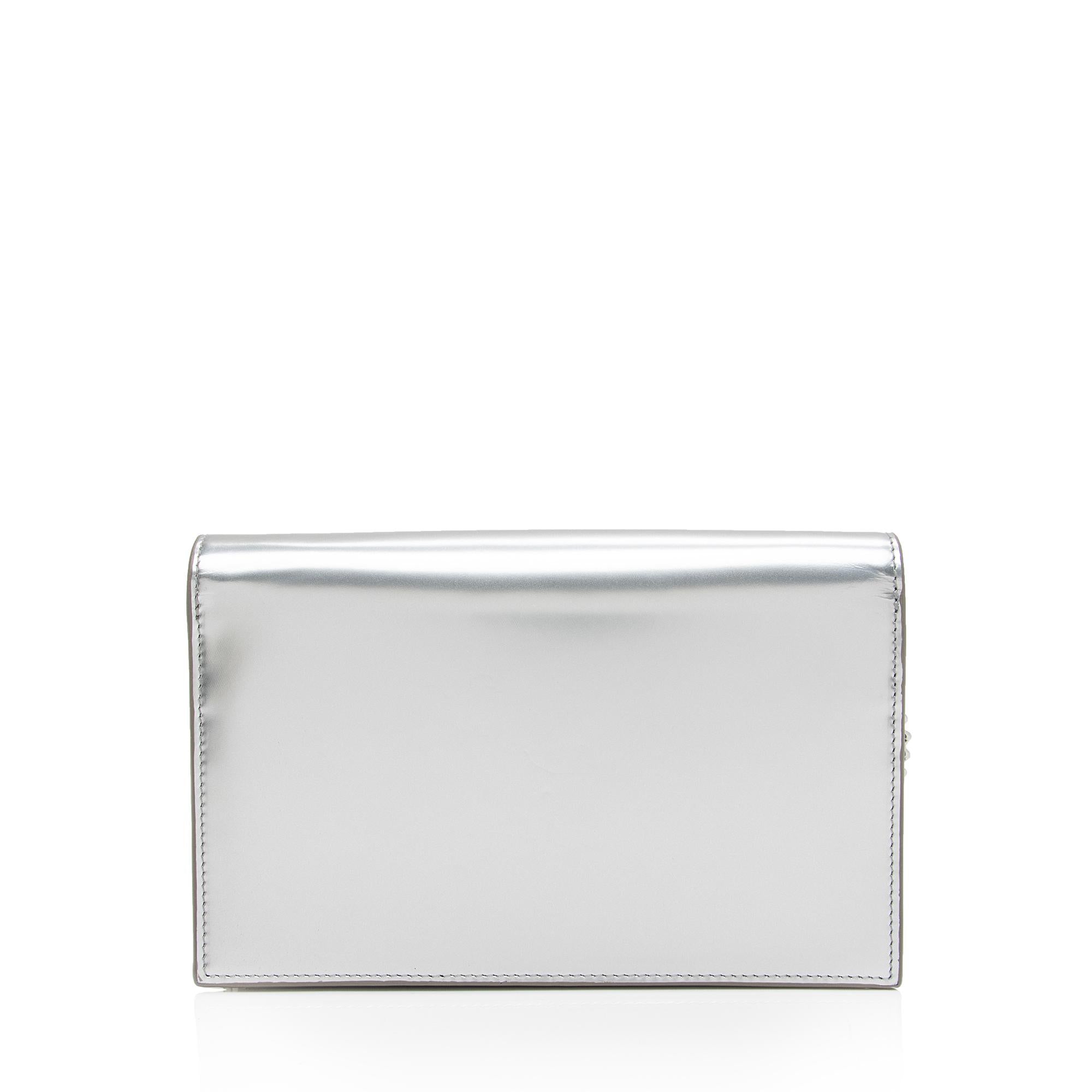 Saint Laurent Metallic Leather Monogram Kate Tassel Chain Wallet (SHF-L70MqM)