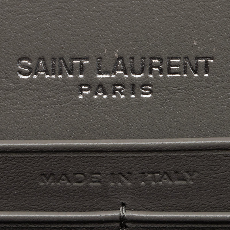 Saint Laurent Metallic Leather Monogram Kate Tassel Chain Wallet (SHF-L70MqM)