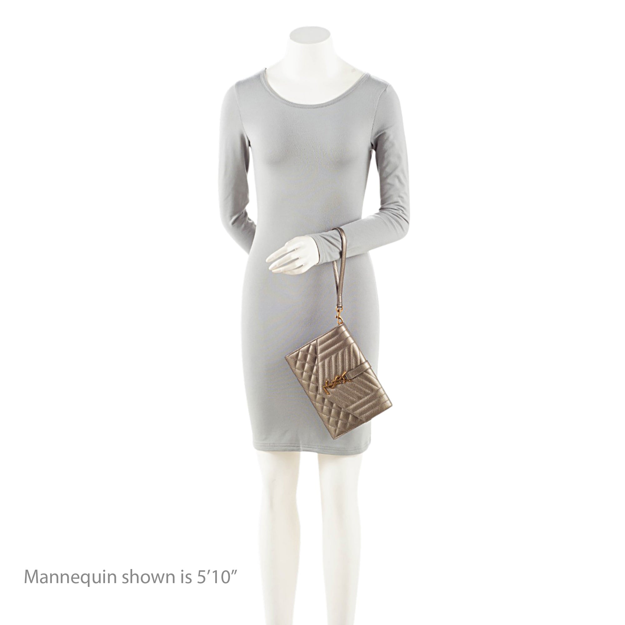 Saint Laurent Metallic Mixed Matelasse Grain de Poudre Monogram Envelope Pouch