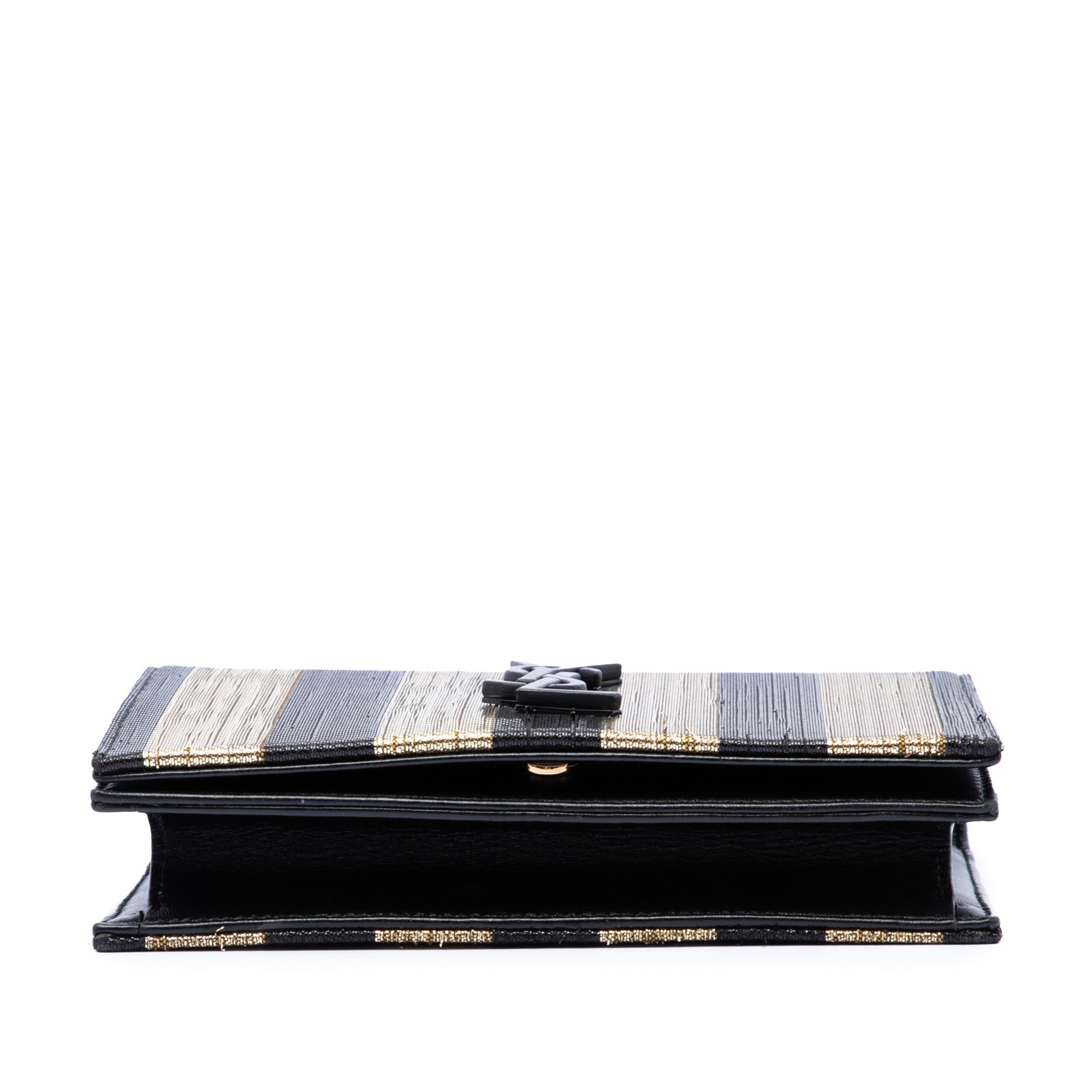 Saint Laurent Metallic Striped Fabric Monogram Kate Crossbody