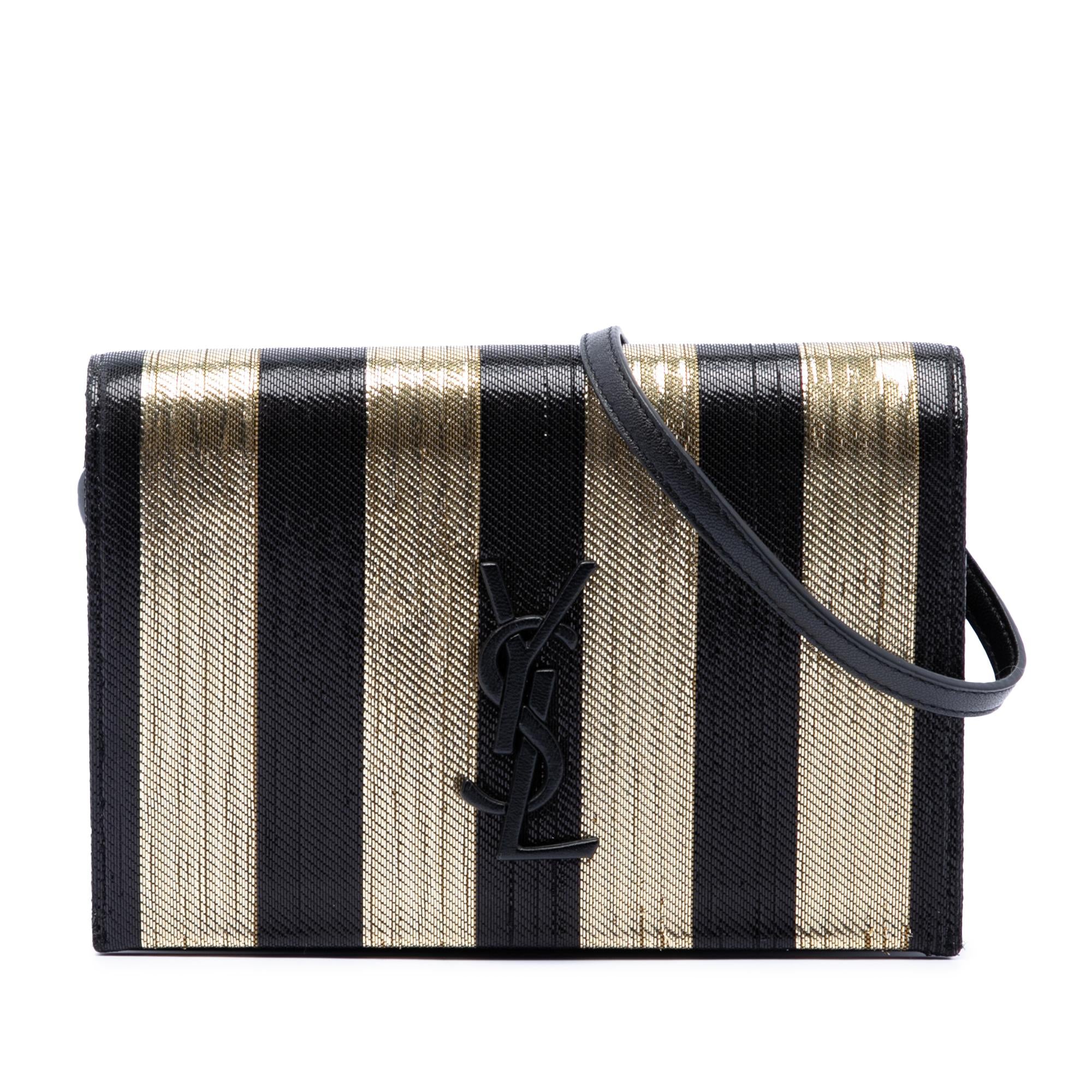 Saint Laurent Metallic Striped Fabric Monogram Kate Crossbody