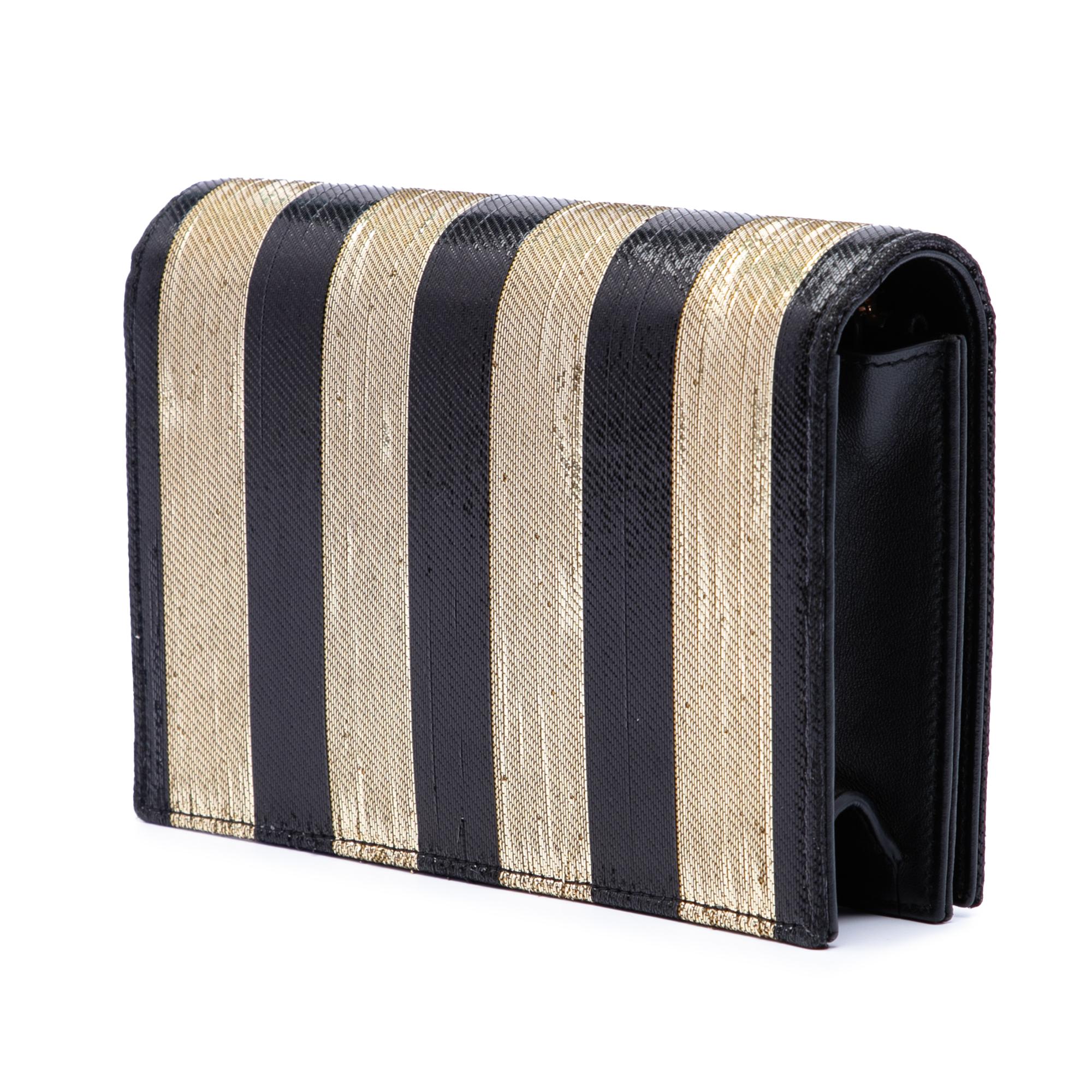 Saint Laurent Metallic Striped Fabric Monogram Kate Crossbody