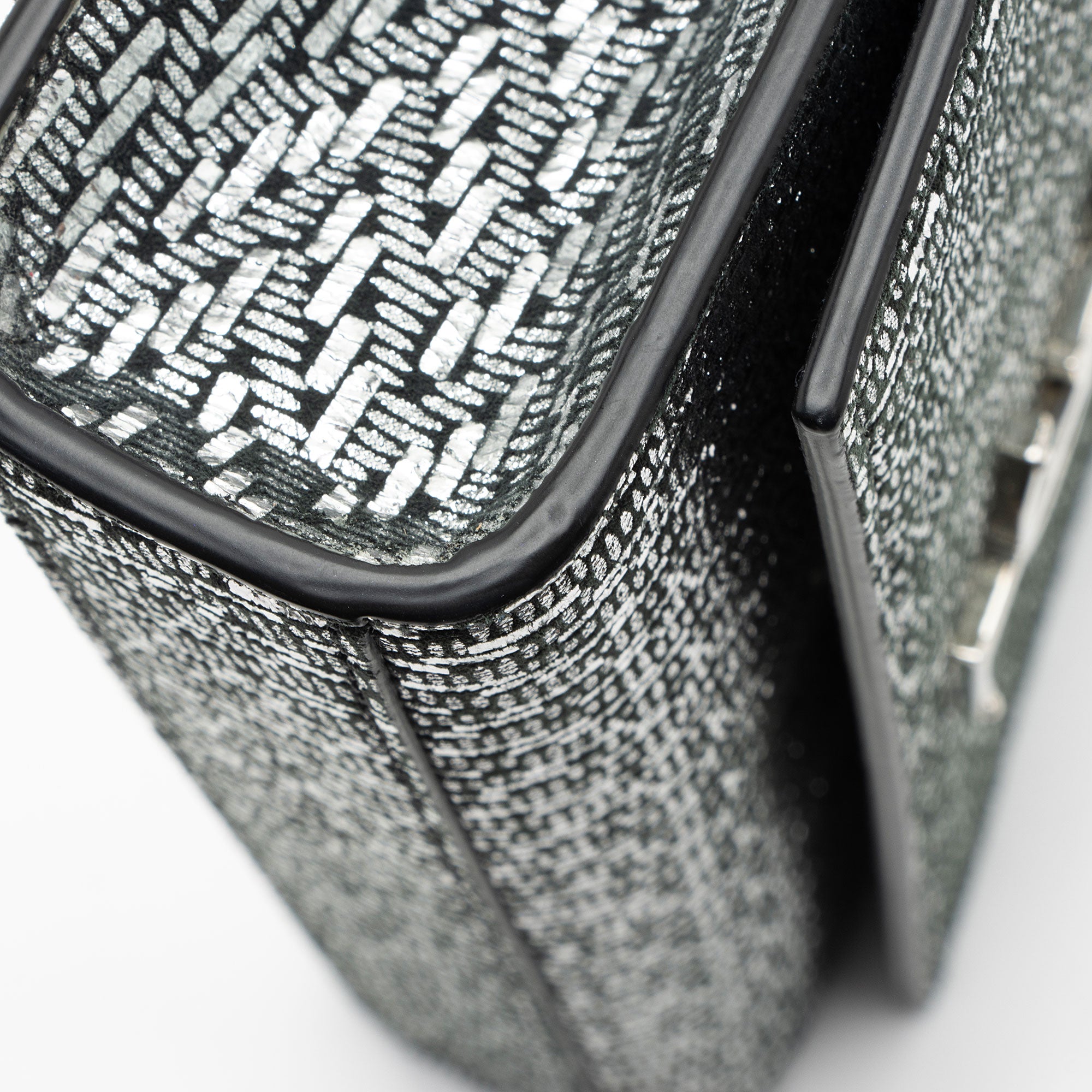 Saint Laurent Metallic Woven Leather Monogram Kate Small Shoulder Bag