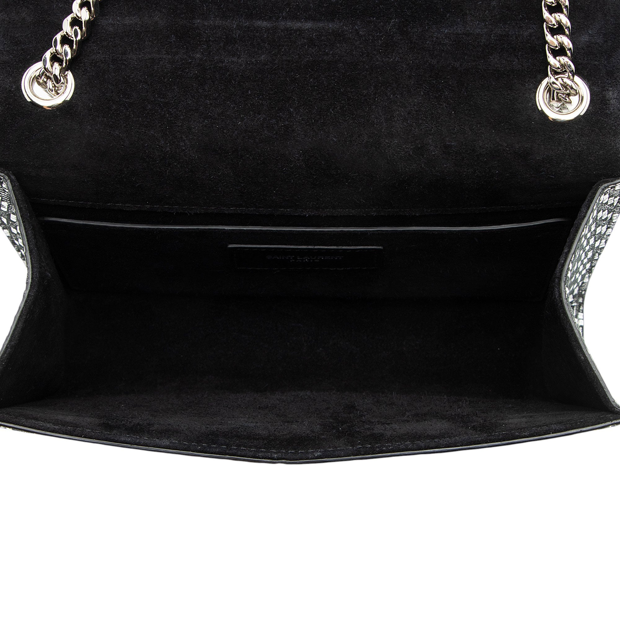 Saint Laurent Metallic Woven Leather Monogram Kate Small Shoulder Bag