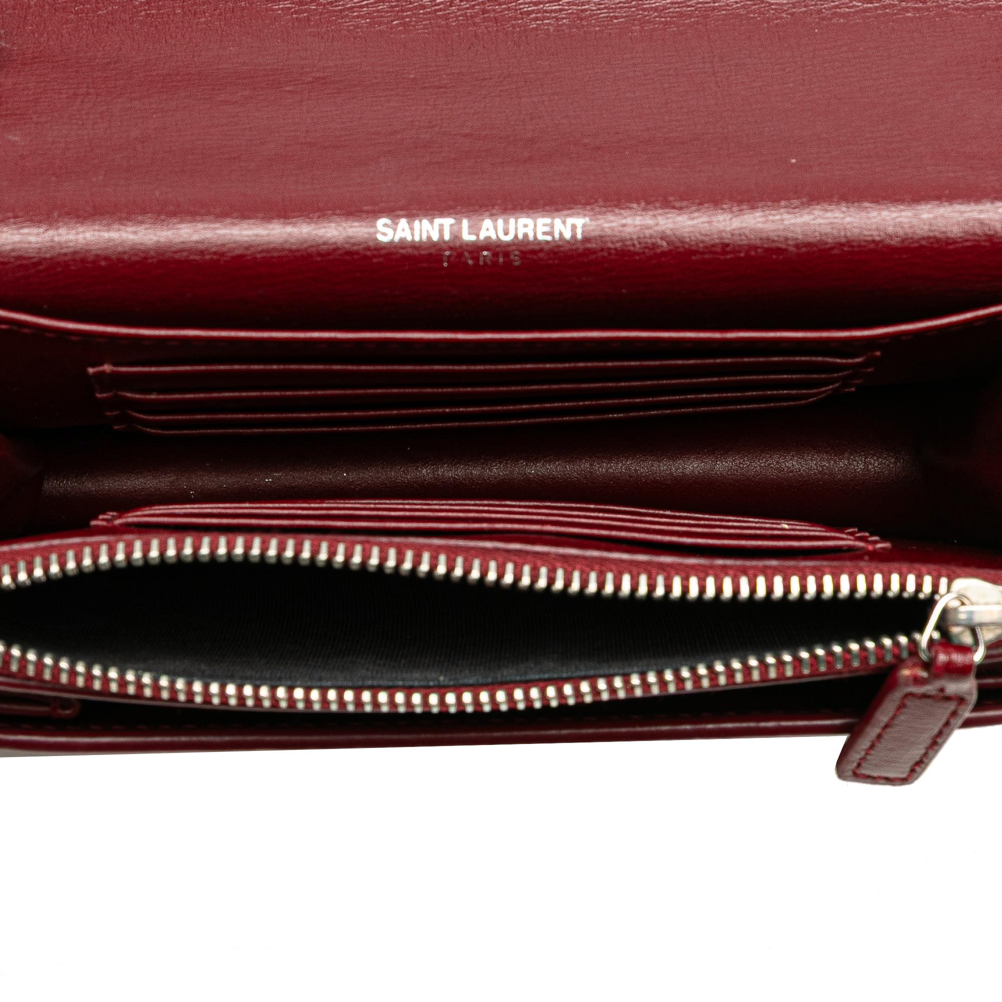 Saint Laurent Mini Calfskin Monogram Sunset Wallet on Chain