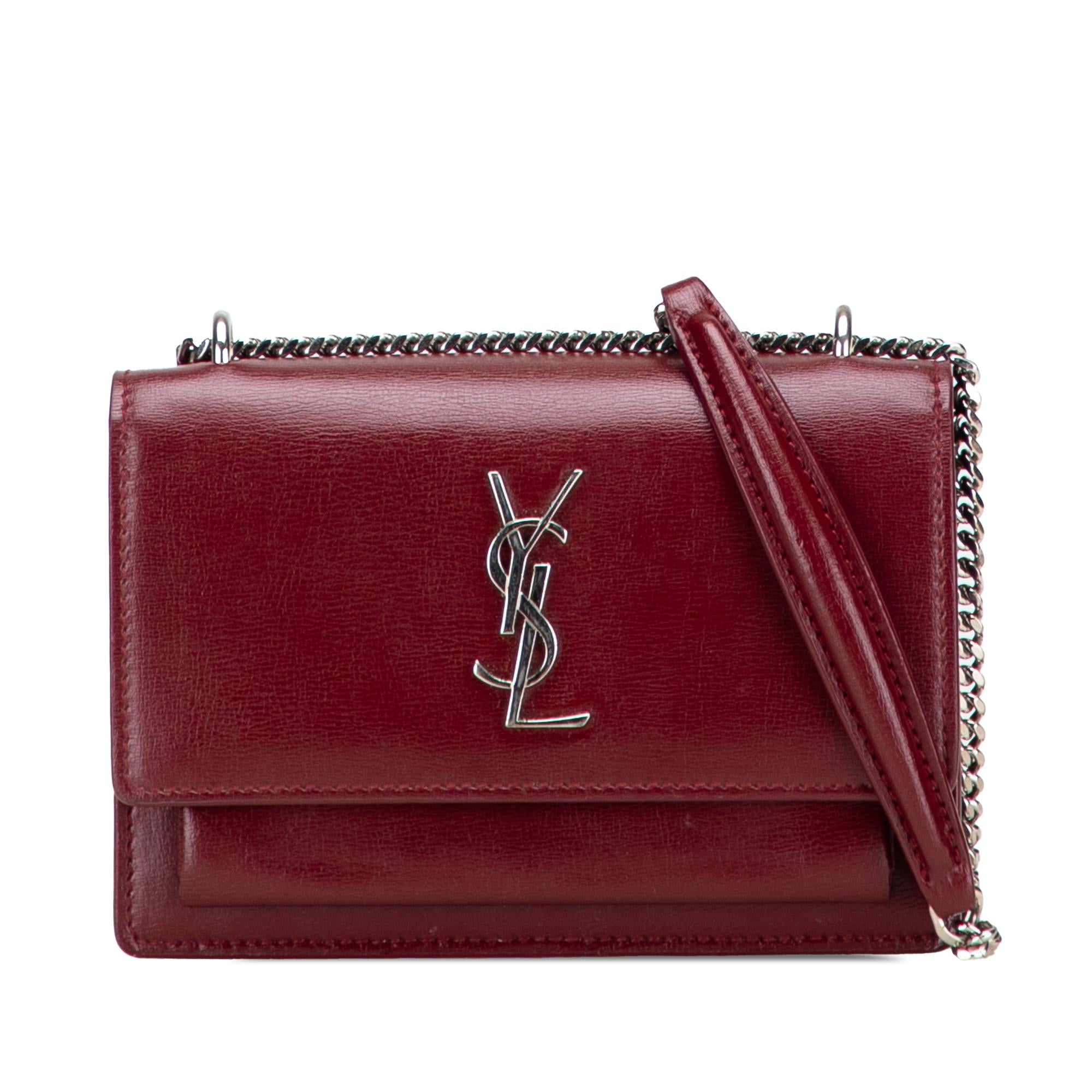 Saint Laurent Mini Calfskin Monogram Sunset Wallet on Chain