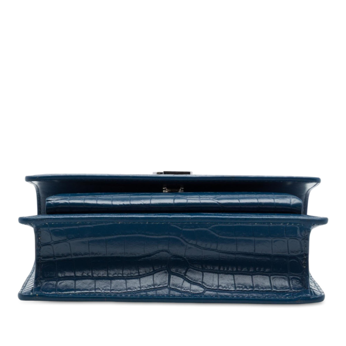 Saint Laurent Mini Croc Embossed Leather  Monogram Sunset Wallet on Chain