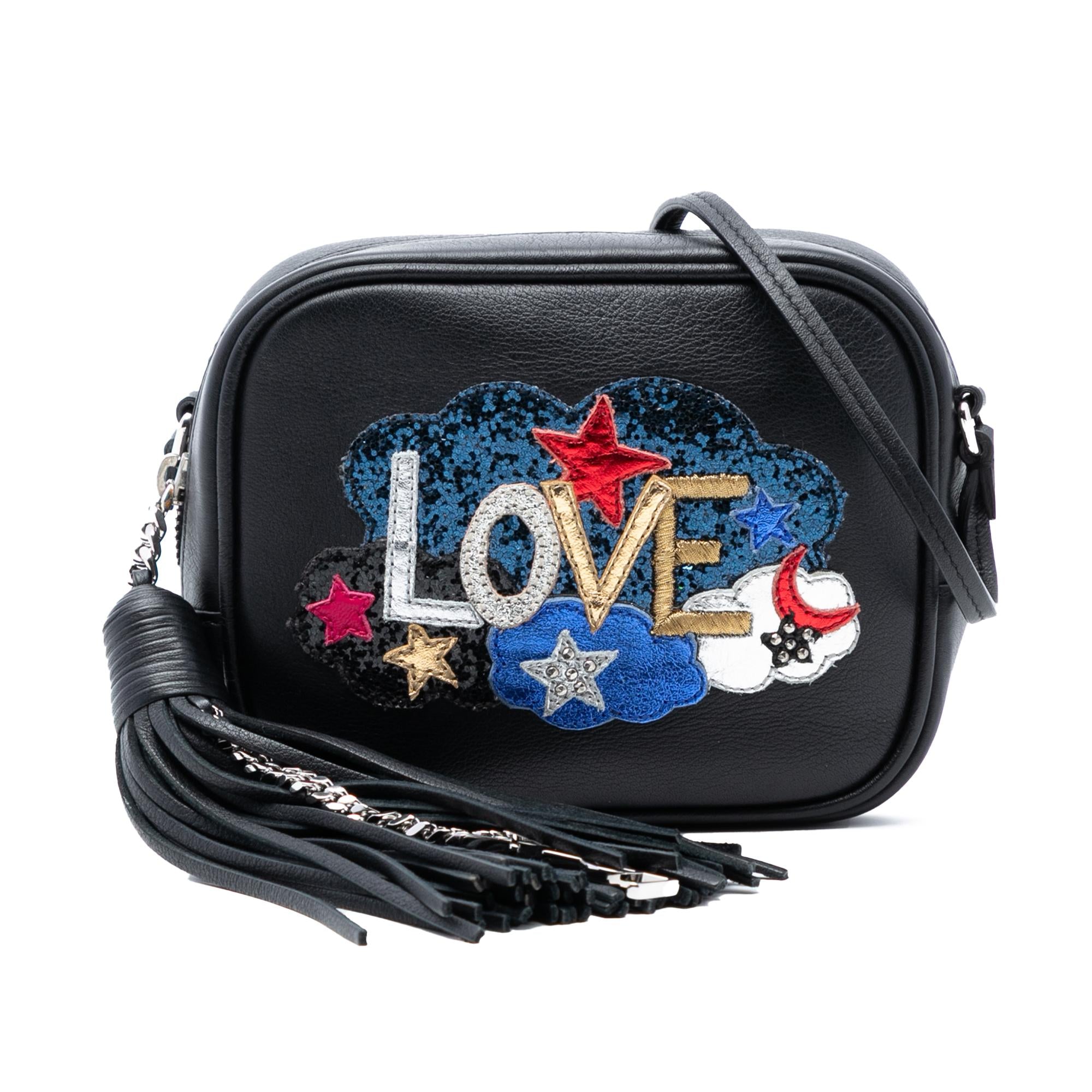 Saint Laurent Mini Embroidered Nappa Love Blogger Camera Bag